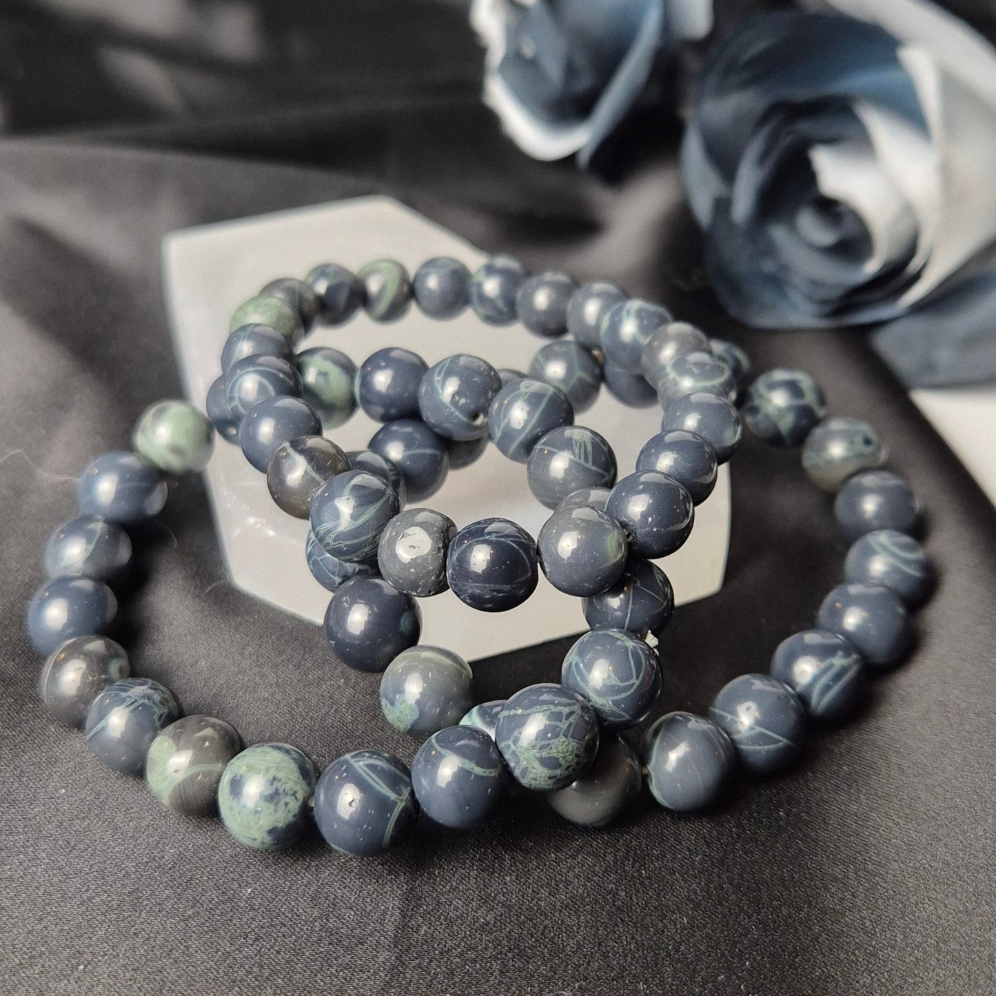 Spiderweb obsidian bracelet