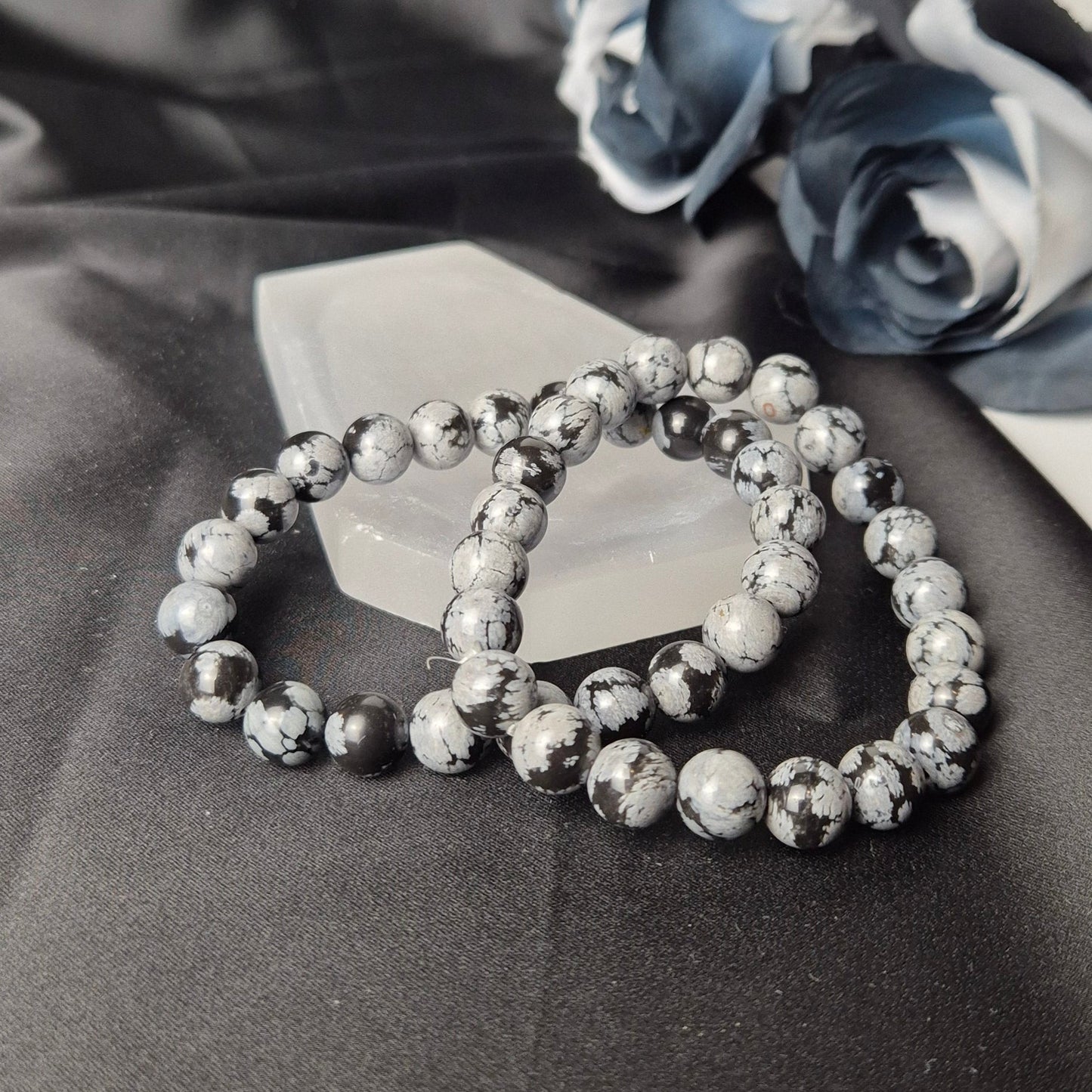 Snowflake obsidian bracelet