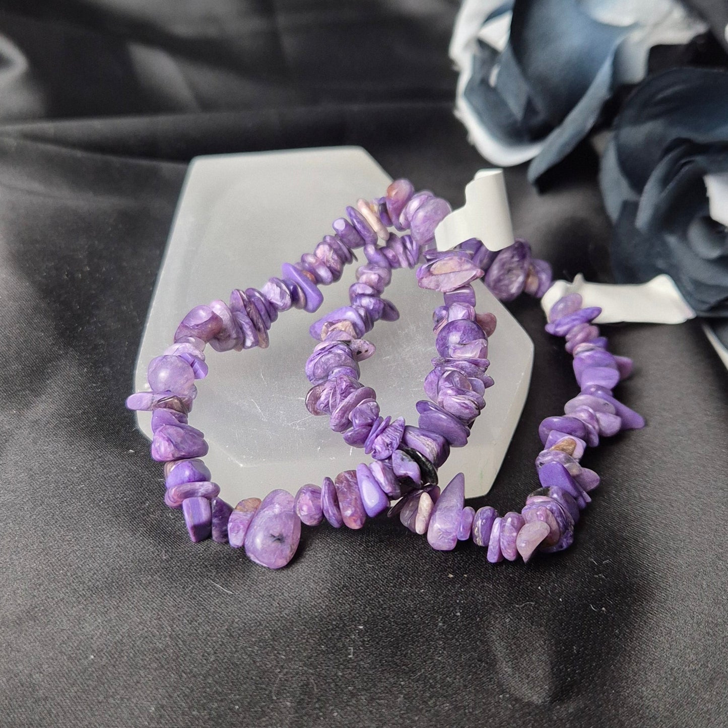 Charoite chip bracelet