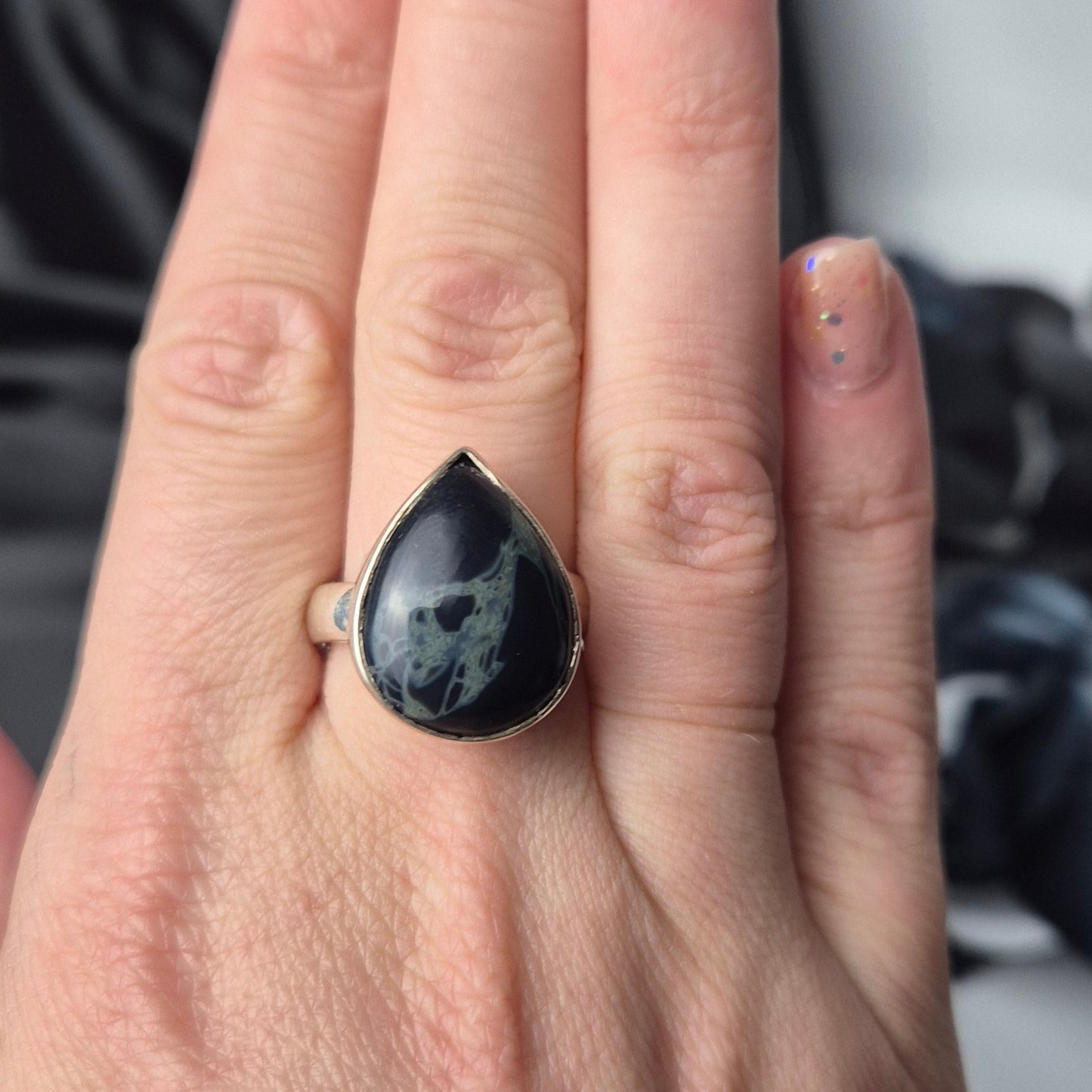 Spiderweb obsidian ring 5