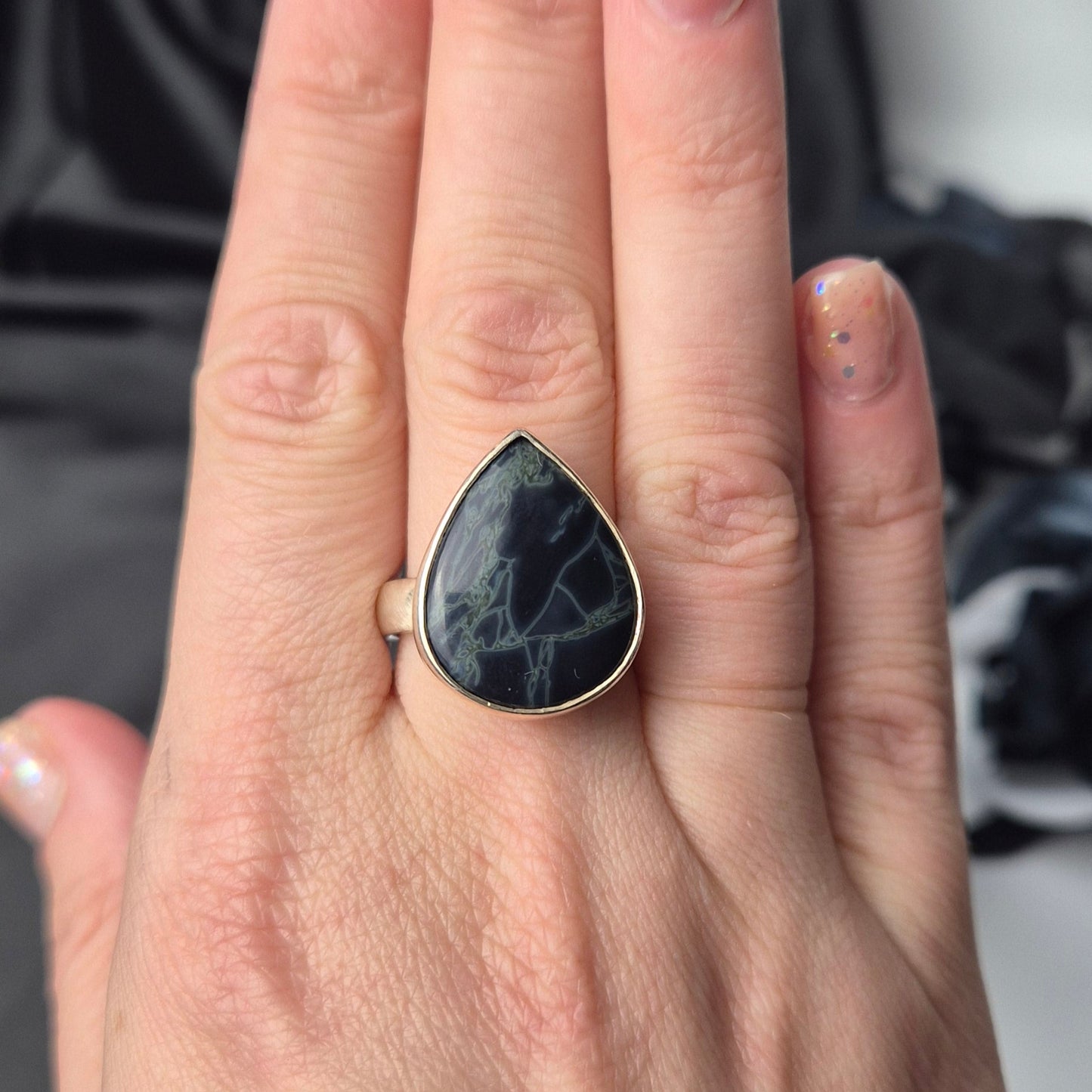 Spiderweb obsidian ring 7