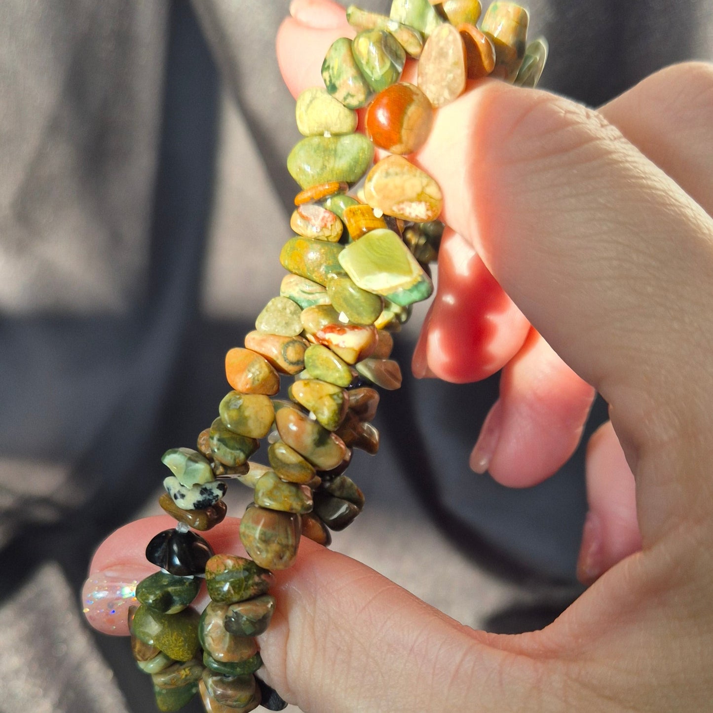 Rainforrest jasper chip bracelet