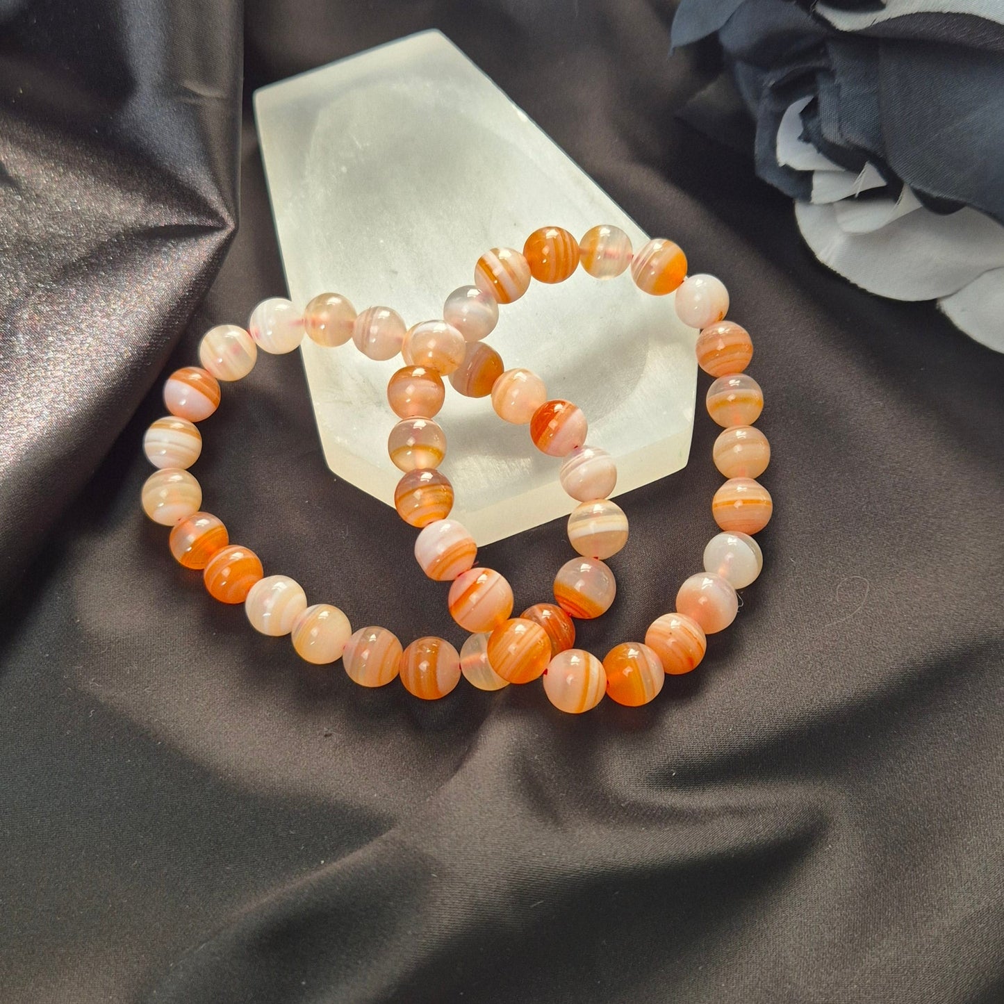 Orange banded agate bracelet