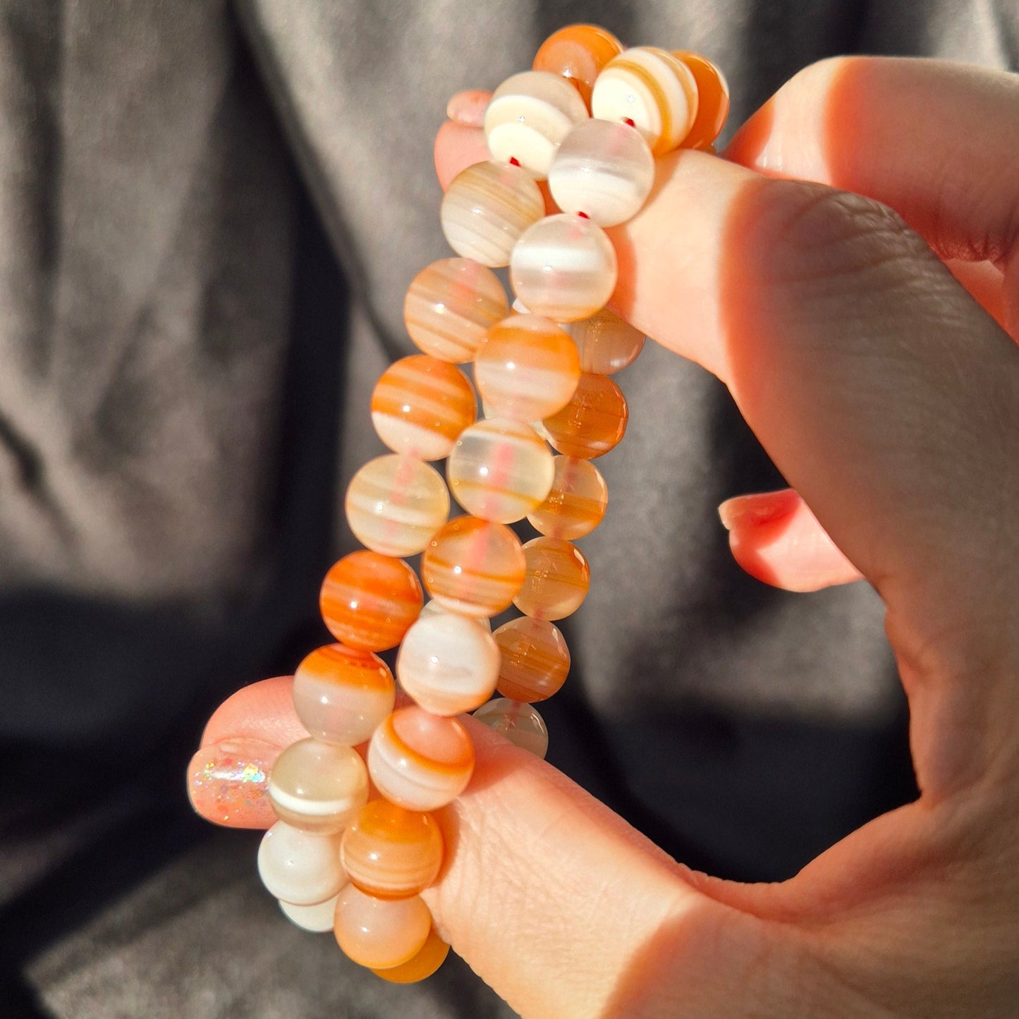 Orange banded agate bracelet