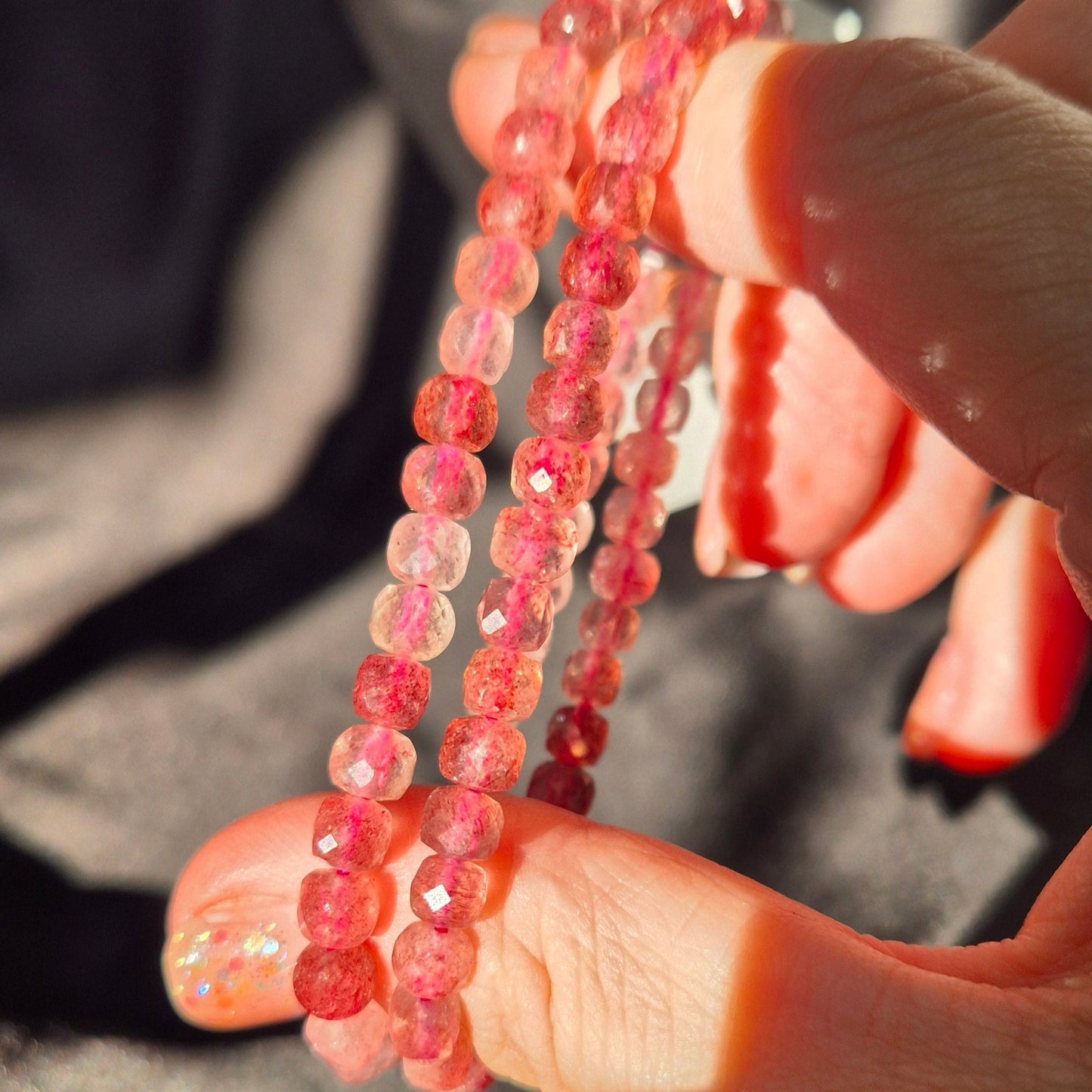 Strawberry quarts (red aventurine) facet bracelet