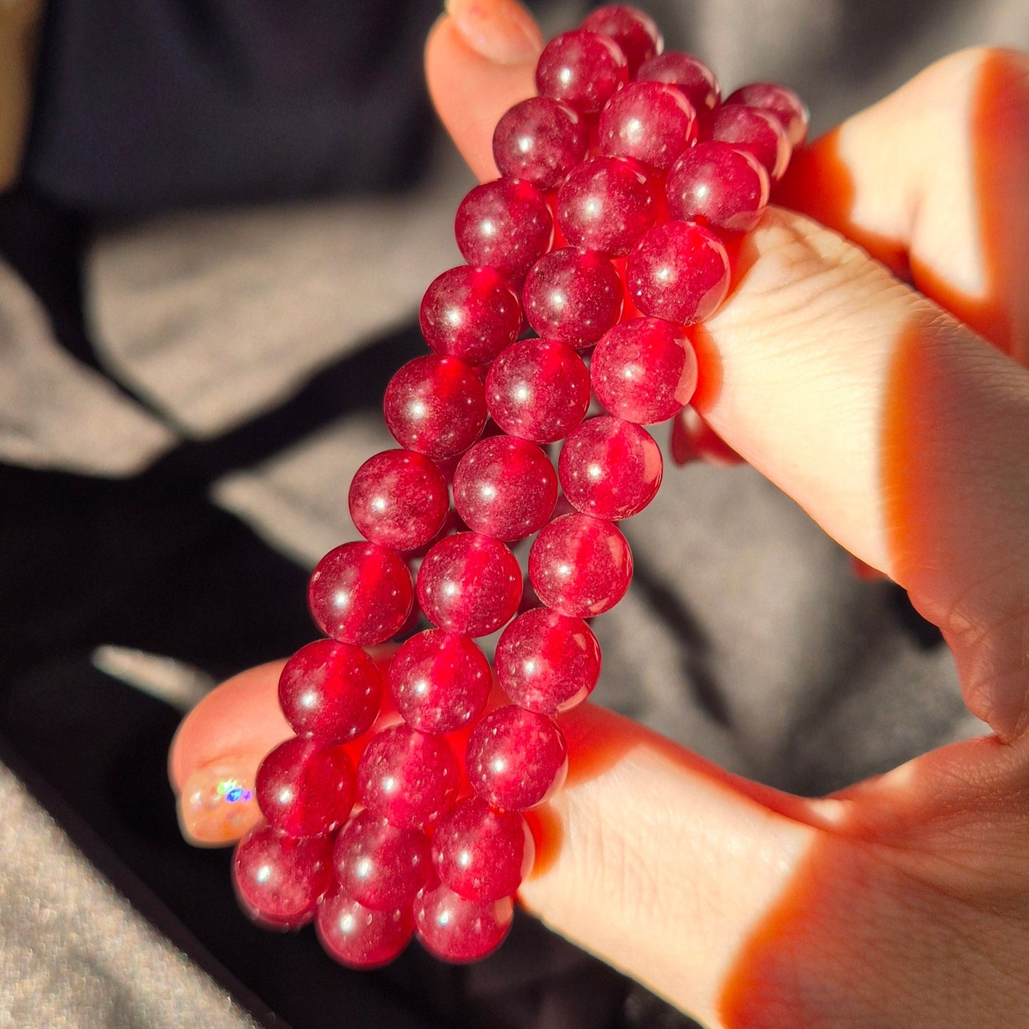 Dark quality strawberry wuarts (red aventurine) bracelet