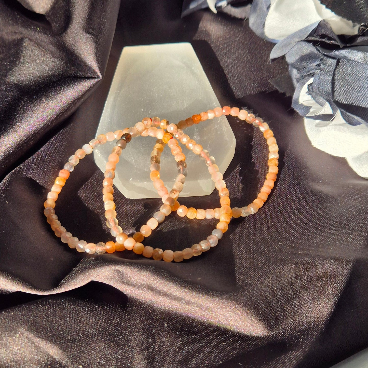 Sunstone / moonstone facet bracelet