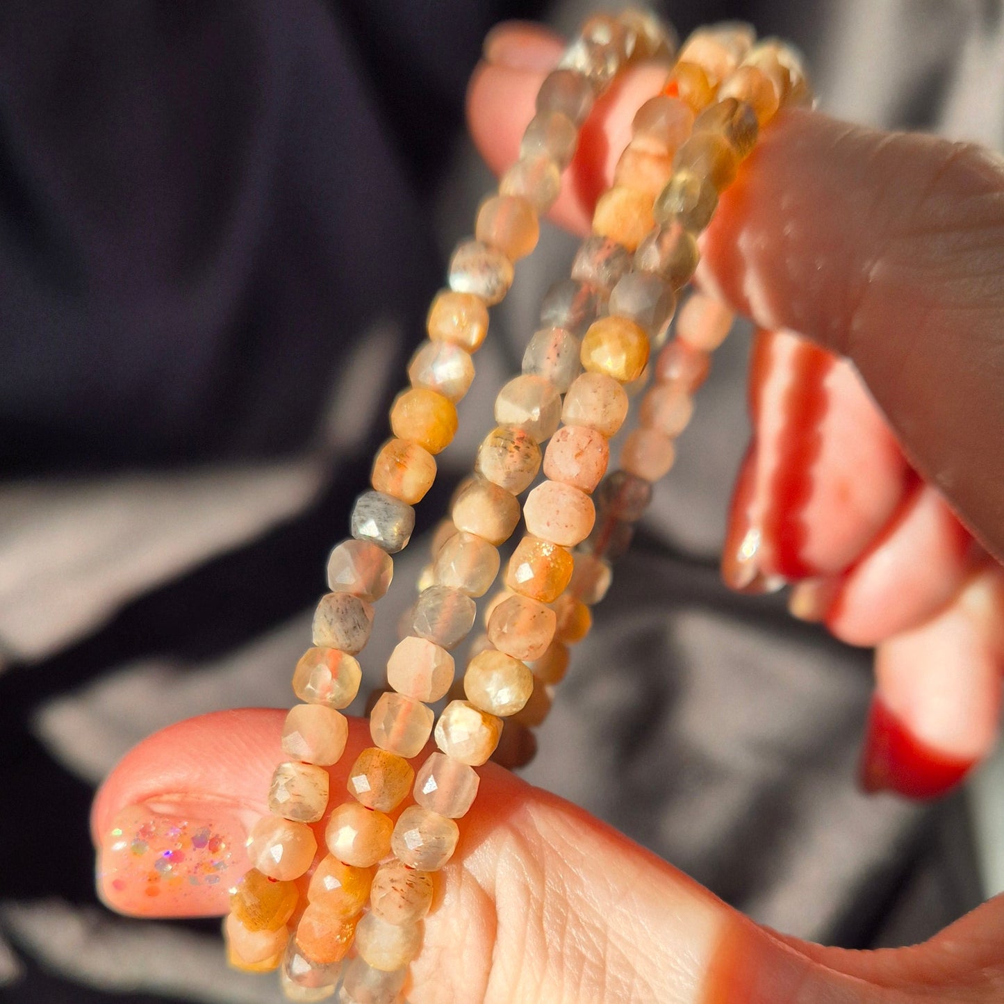 Sunstone / moonstone facet bracelet