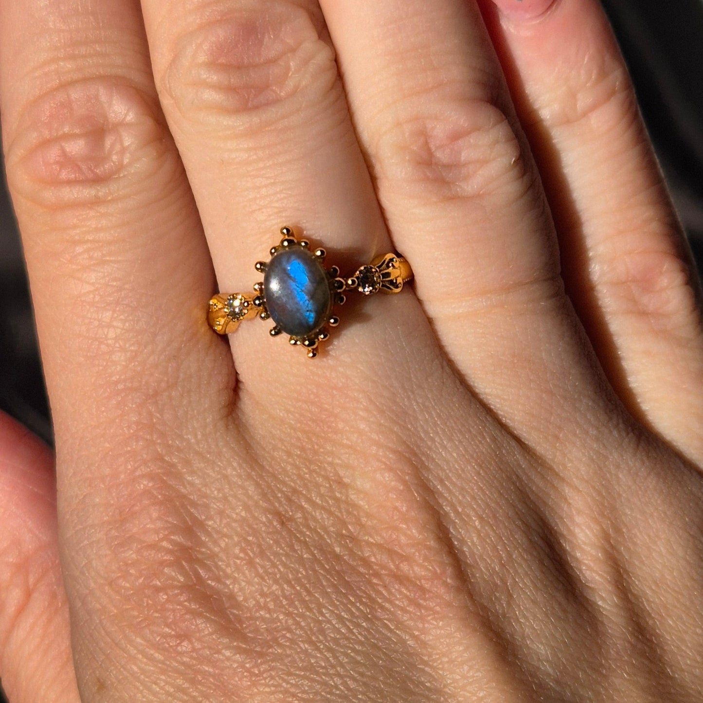 Labradorite ring "Fems"goldplated 2