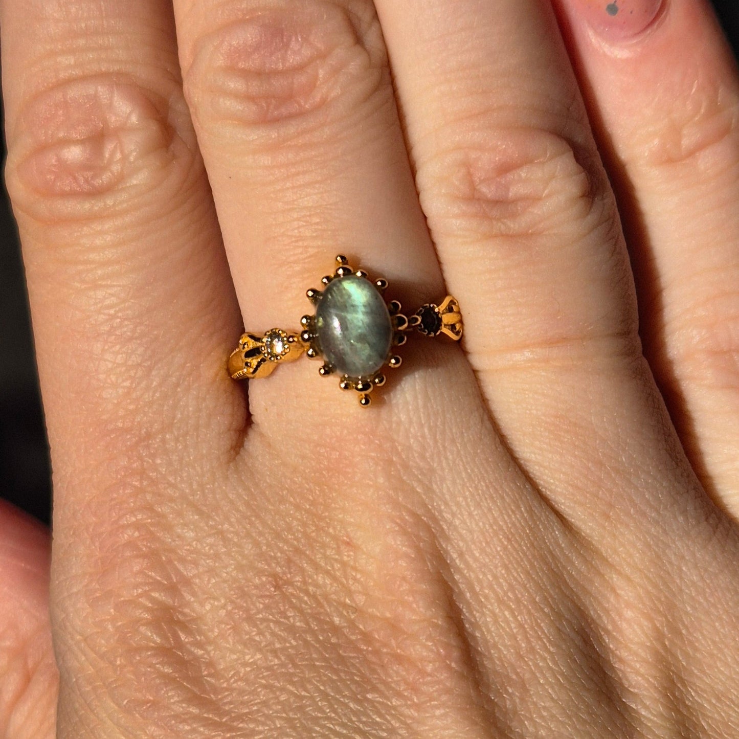 Labradorite ring "Fems" goldplated 3