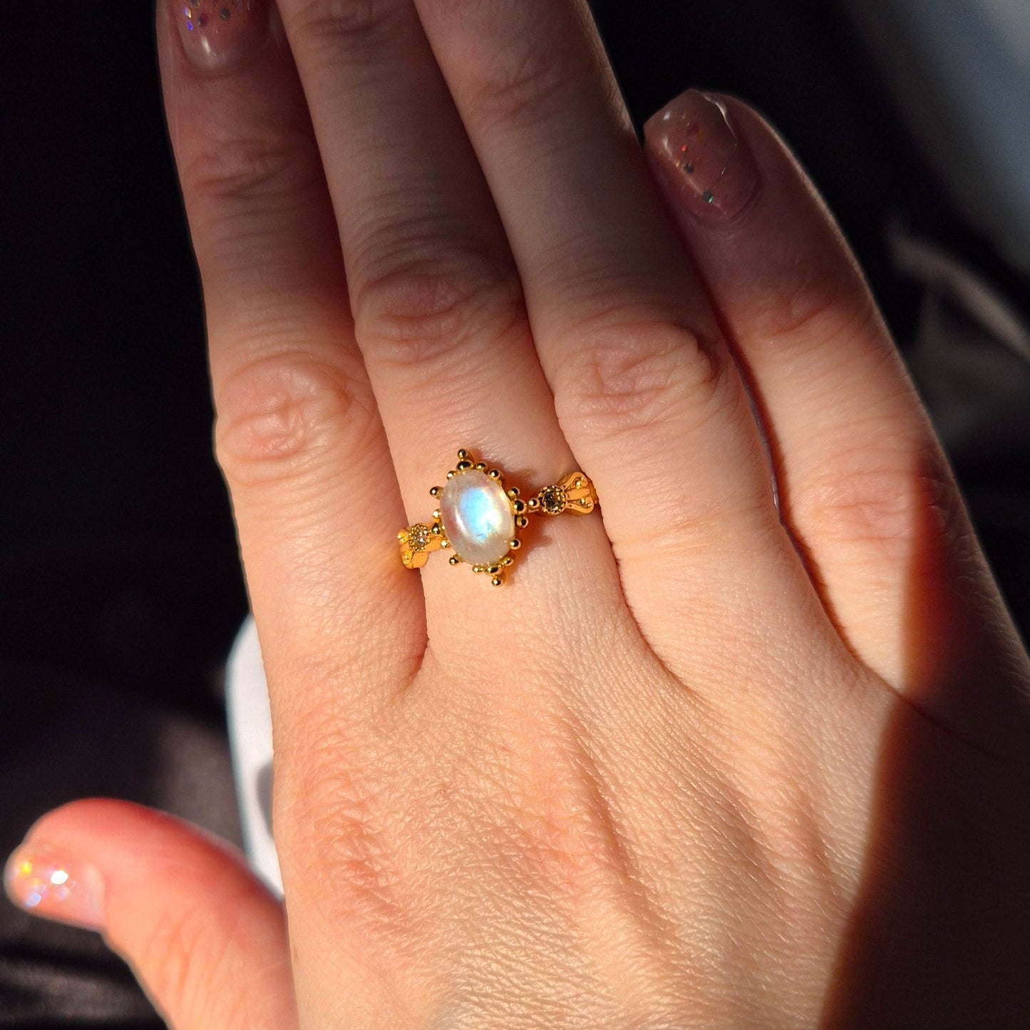 Moonstone ring "Fems" goldplated 5