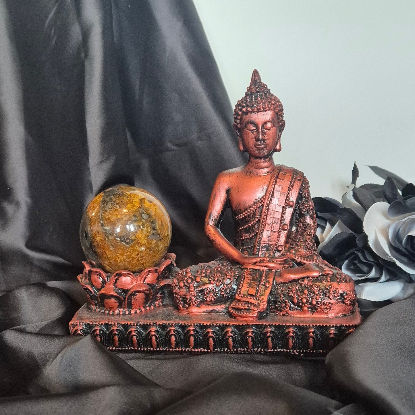 Sphere holder buddha bronze