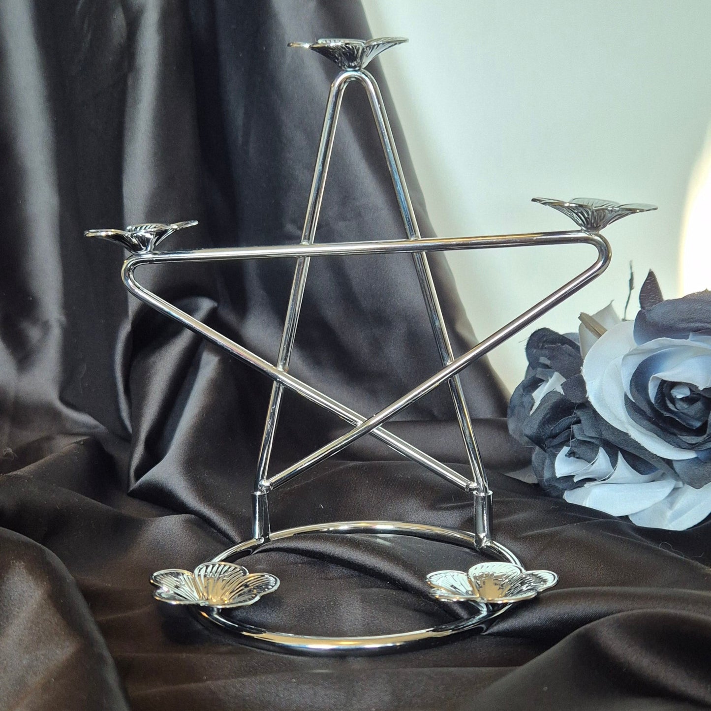 Sphere holder flower pentagram silver