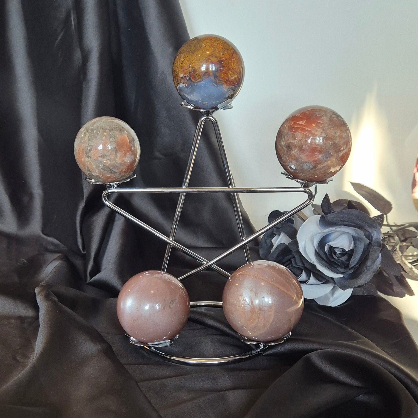 Sphere holder flower pentagram silver