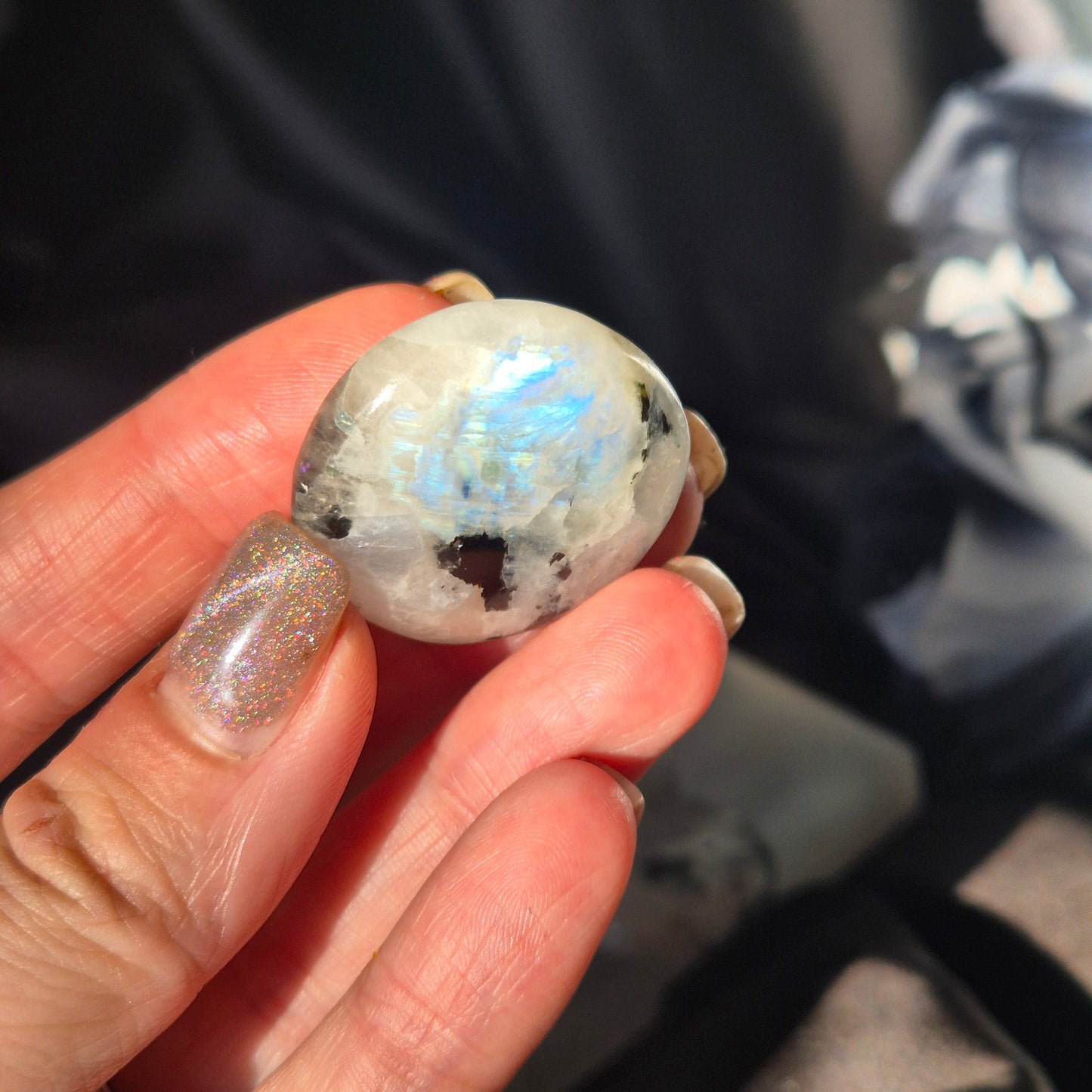 Rainbow moonstone amulet