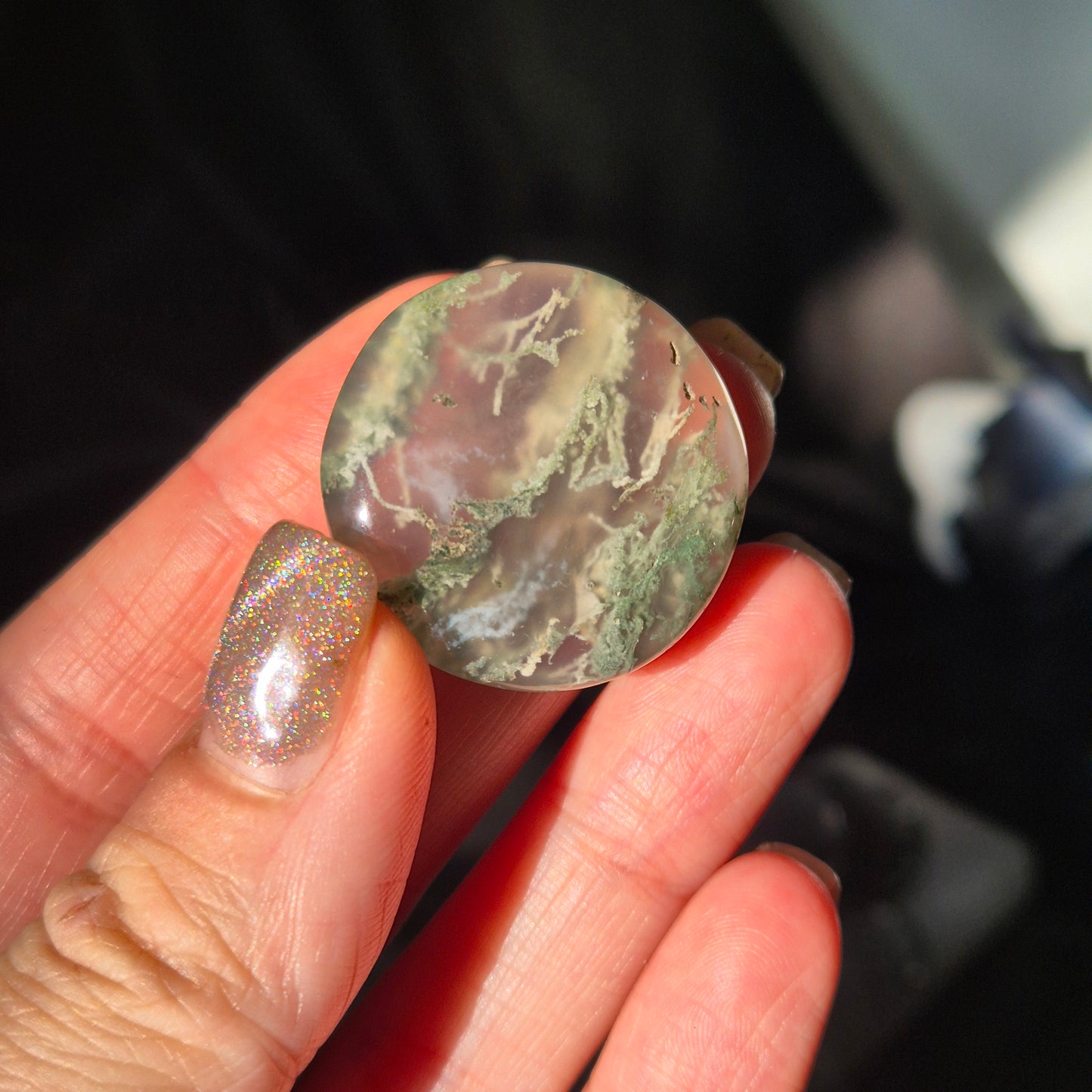 Moss agate amulet