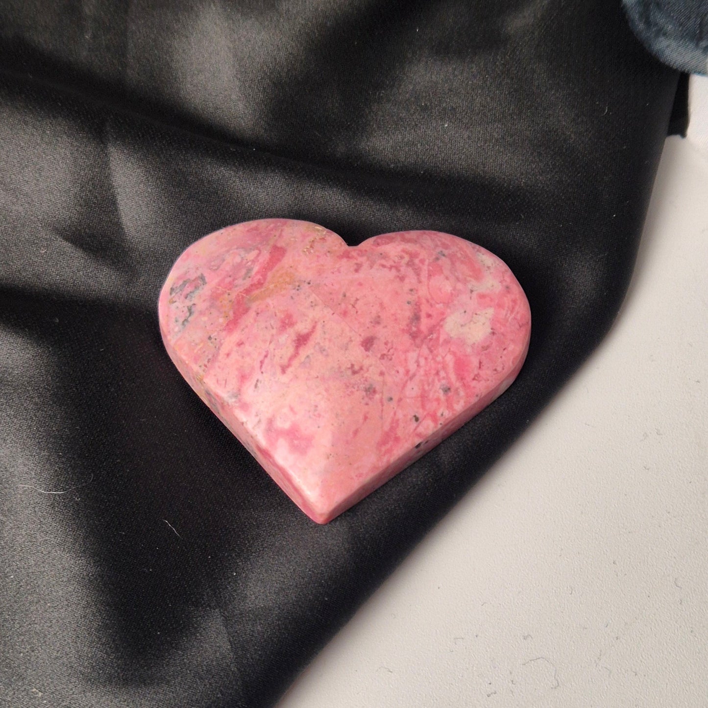 Pink Peruvian rhodonite heart 2
