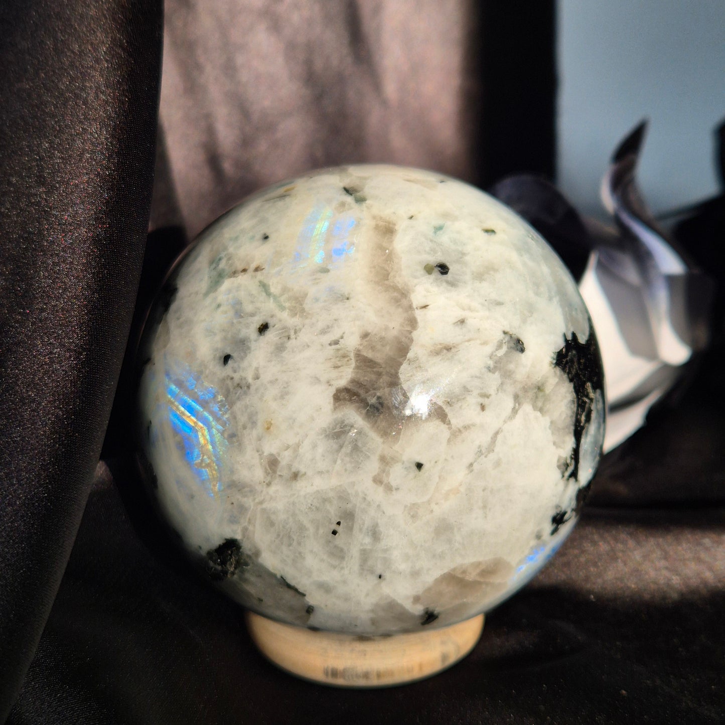 Rainbow moonstone sphere 2