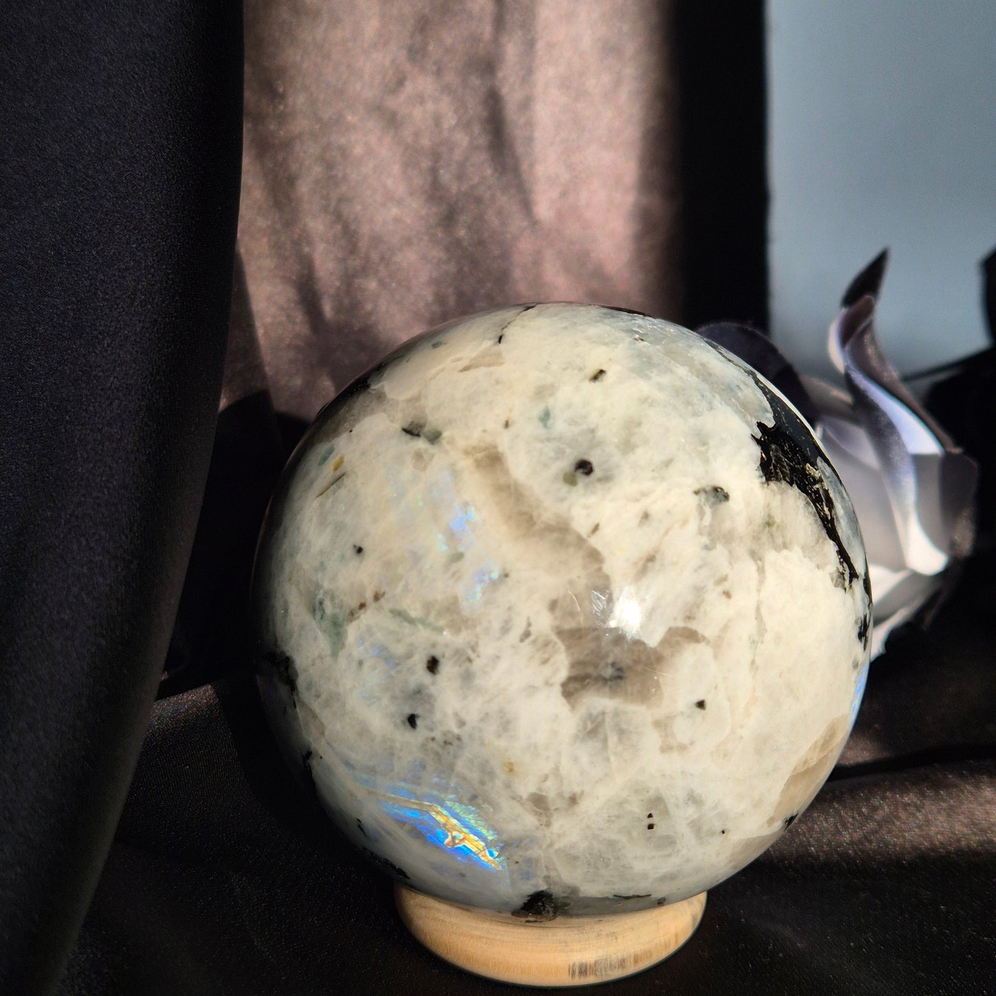 Rainbow moonstone sphere 2