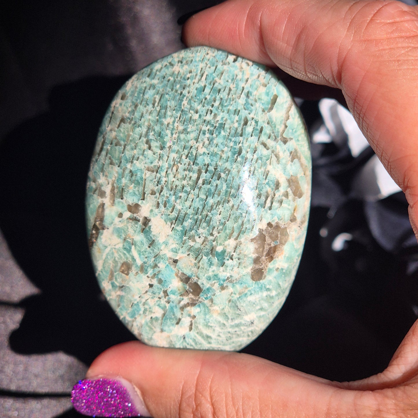 Amazonite / Smokey quarts palmstone 5