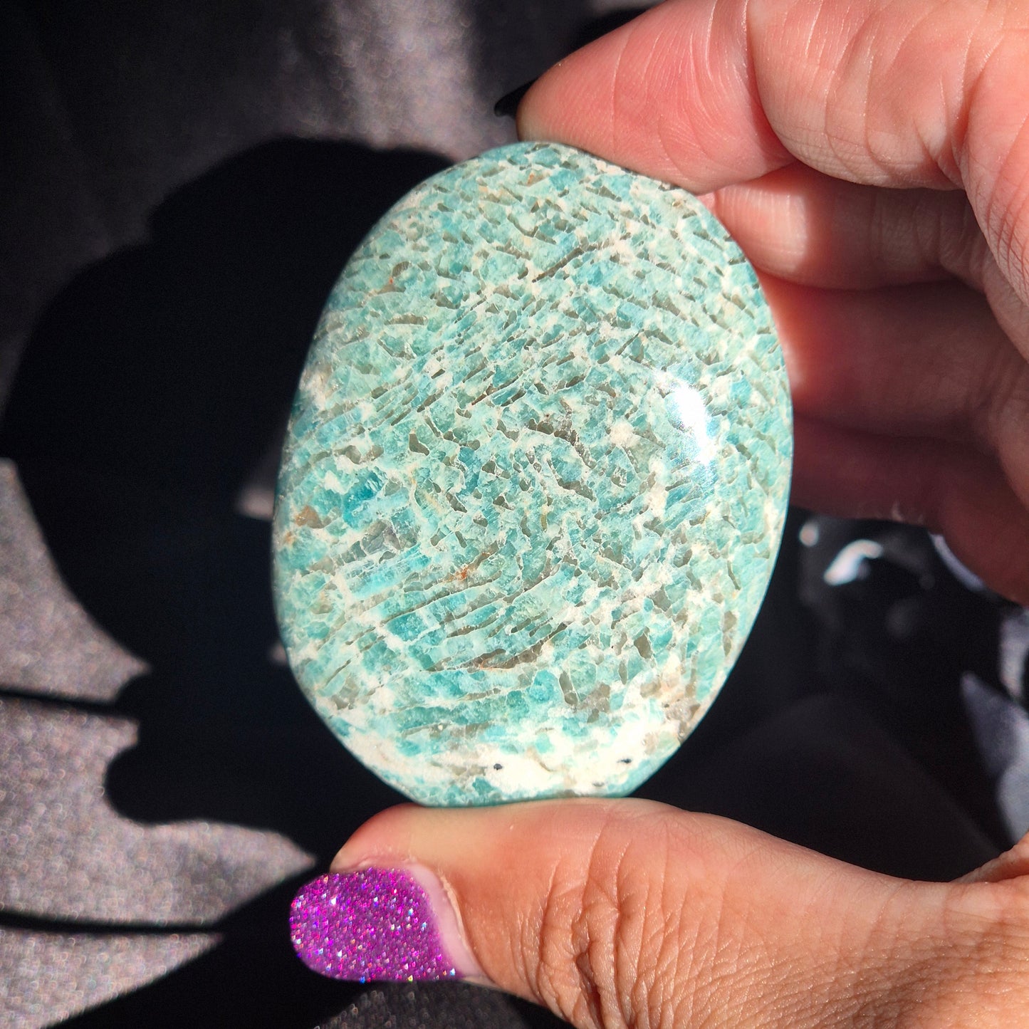 Amazonite / Smokey quarts palmstone 6