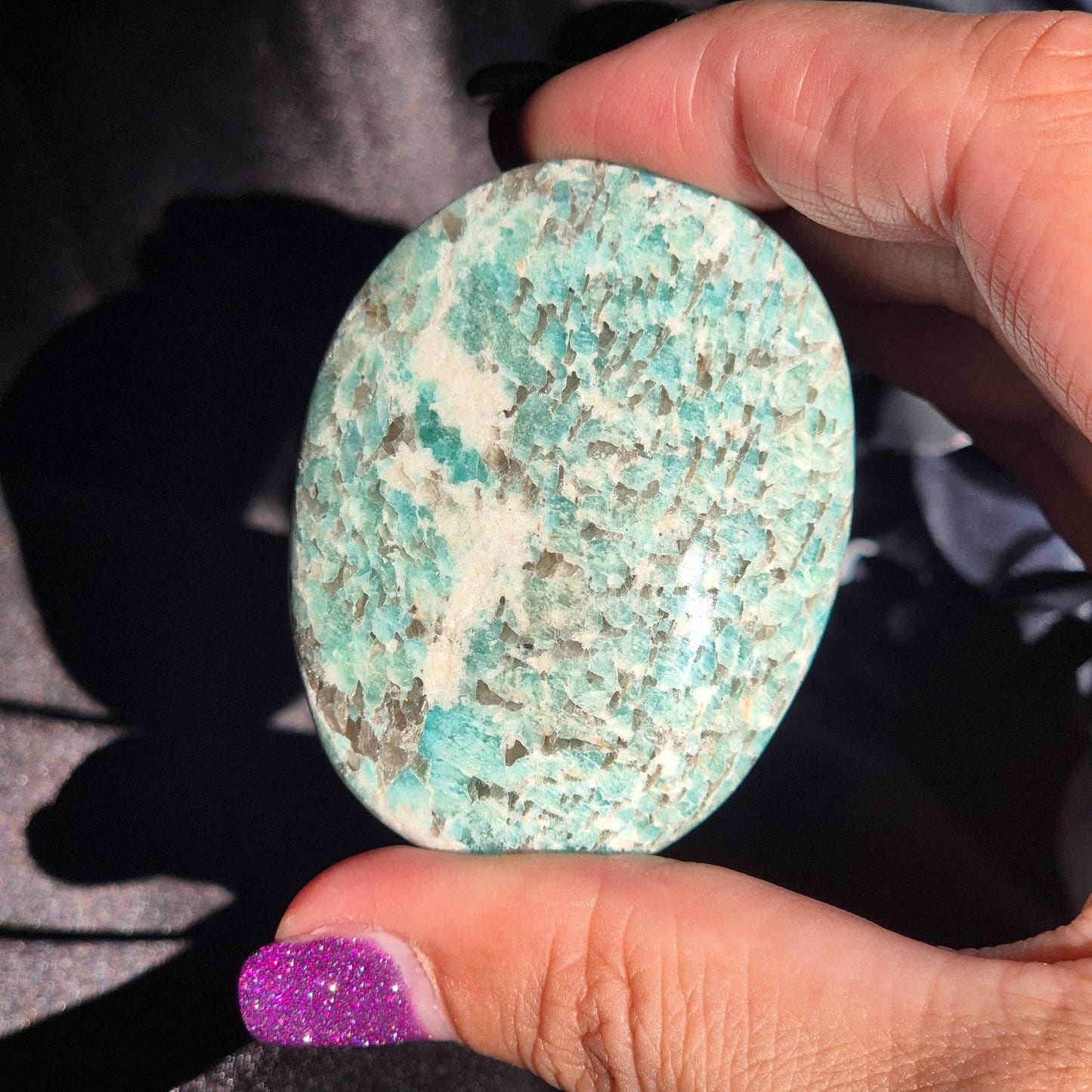 Amazonite / Smokey quarts palmstone 7