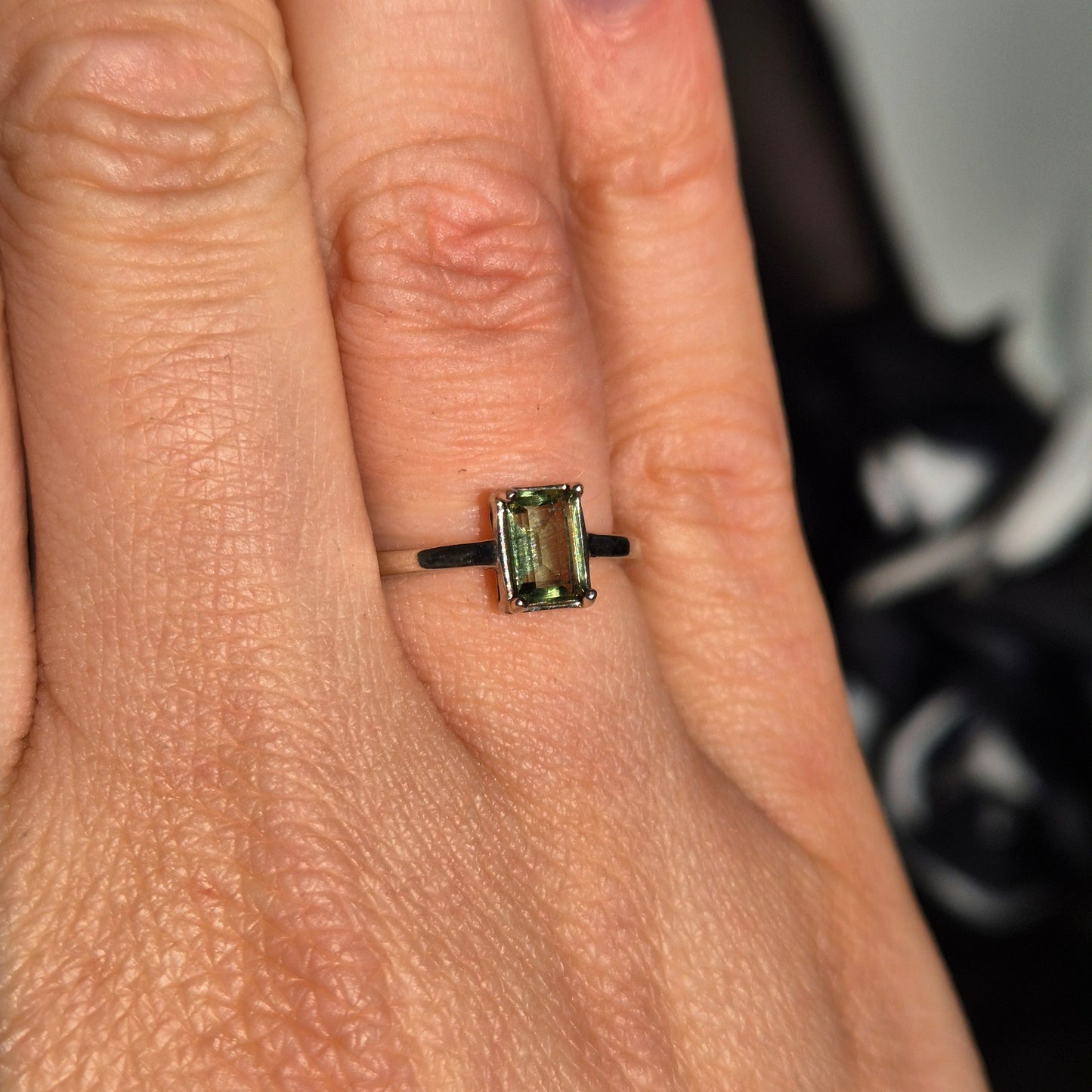Moldavite ring