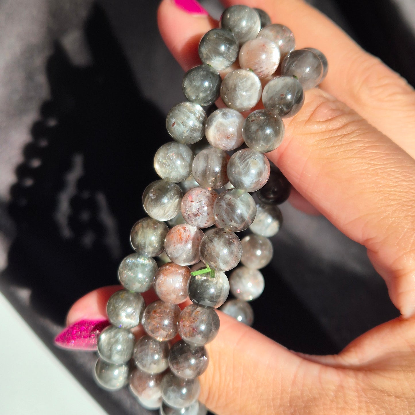 Green / Red sunstone mix bracelet