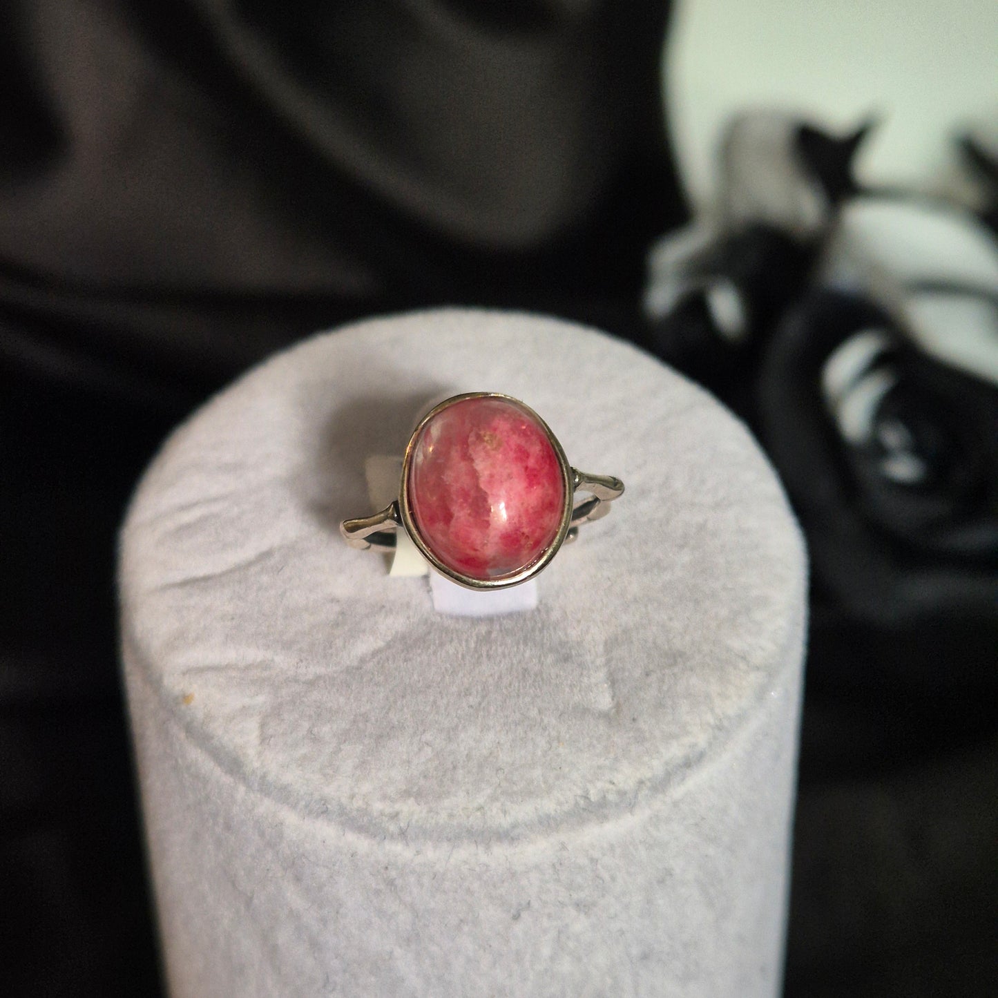 "Ice" Rhodochrosite ring 1