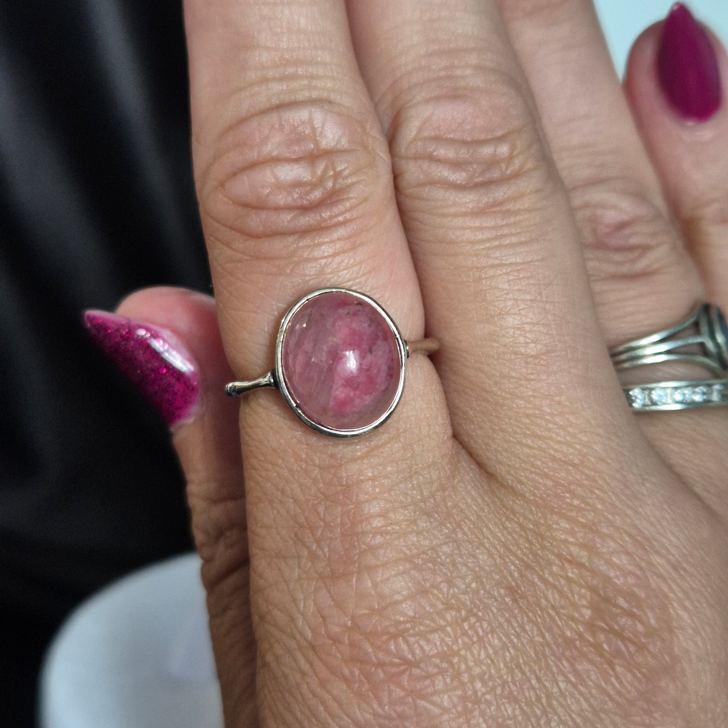 "Ice" Rhodochrosite ring 3