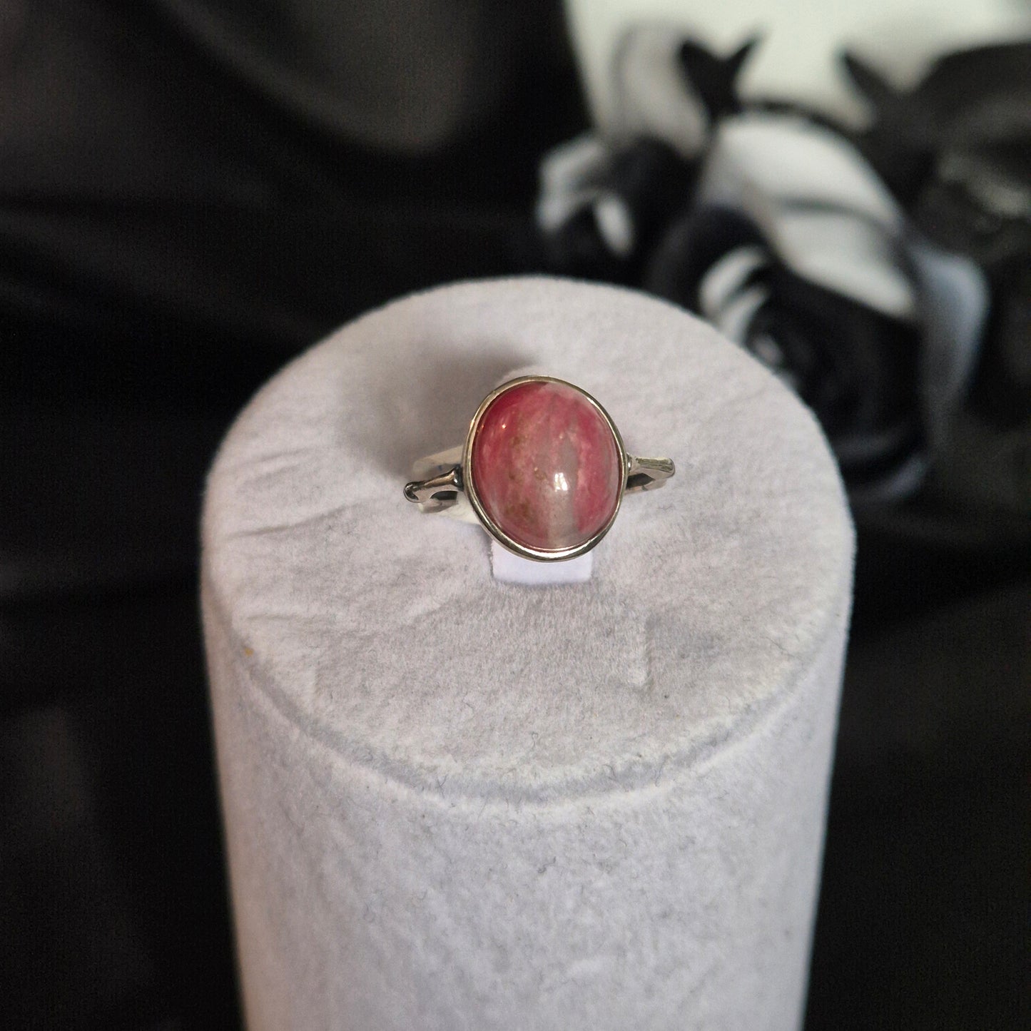 "Ice" Rhodochrosite ring 4