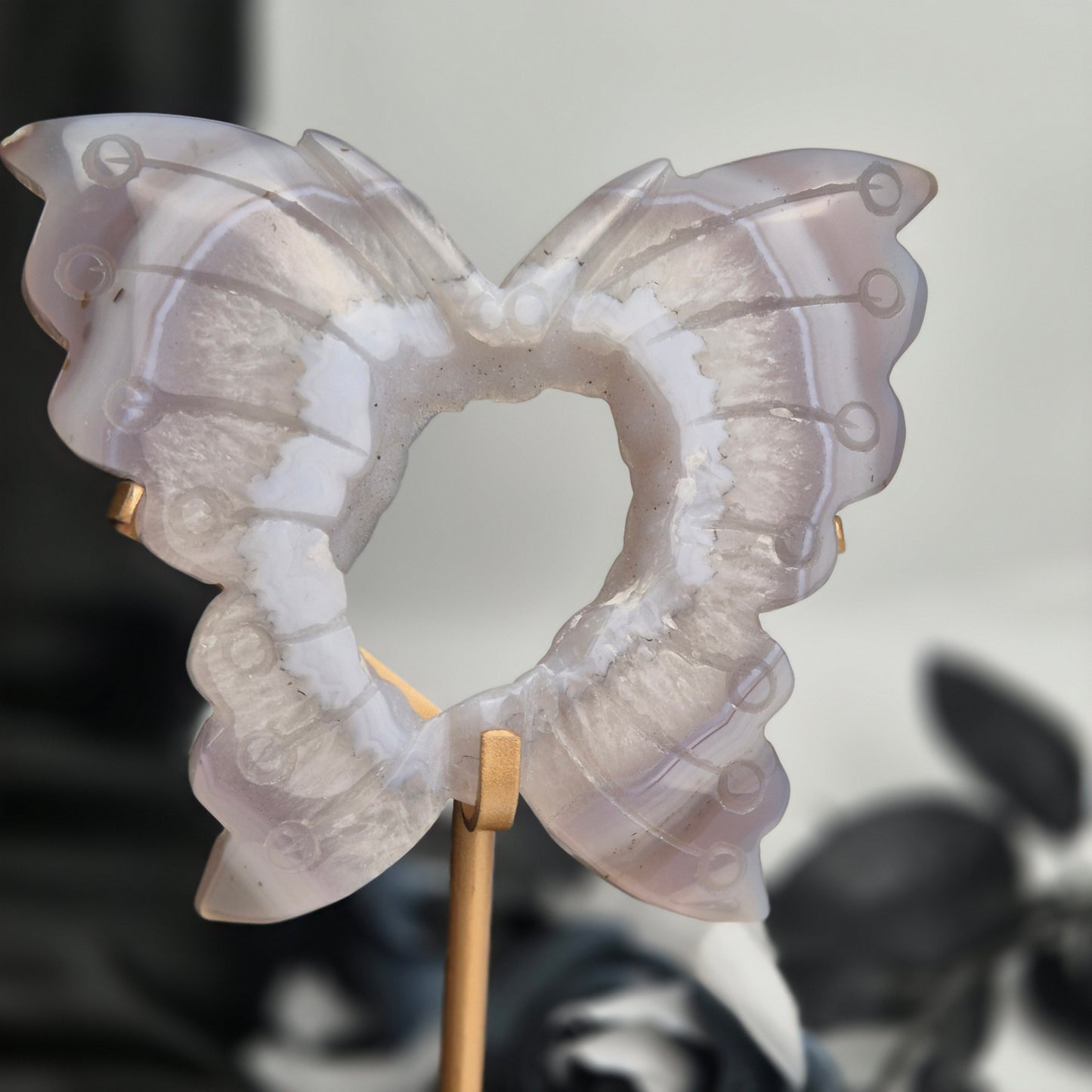Druzy agate butterfly on stand