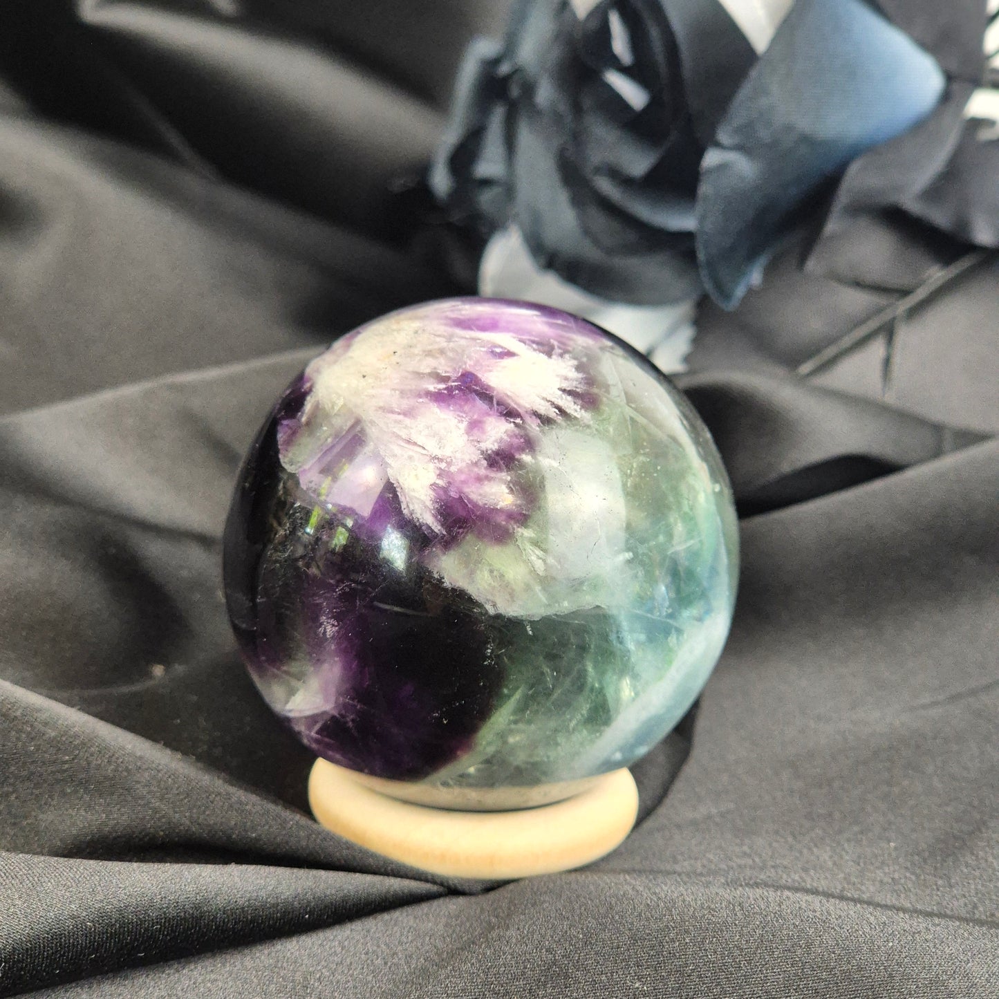 Feather fluorite sphere 1