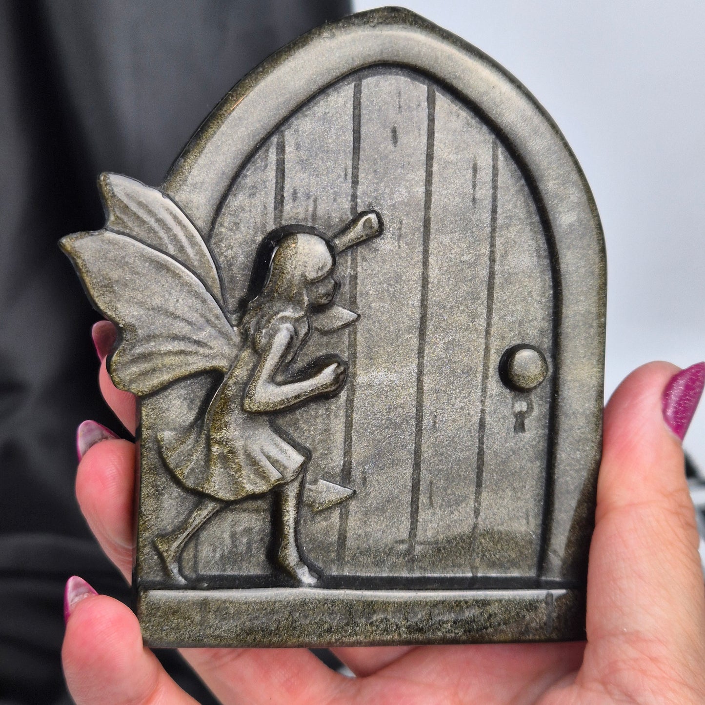 Gold sheen obsidian fairy door 1