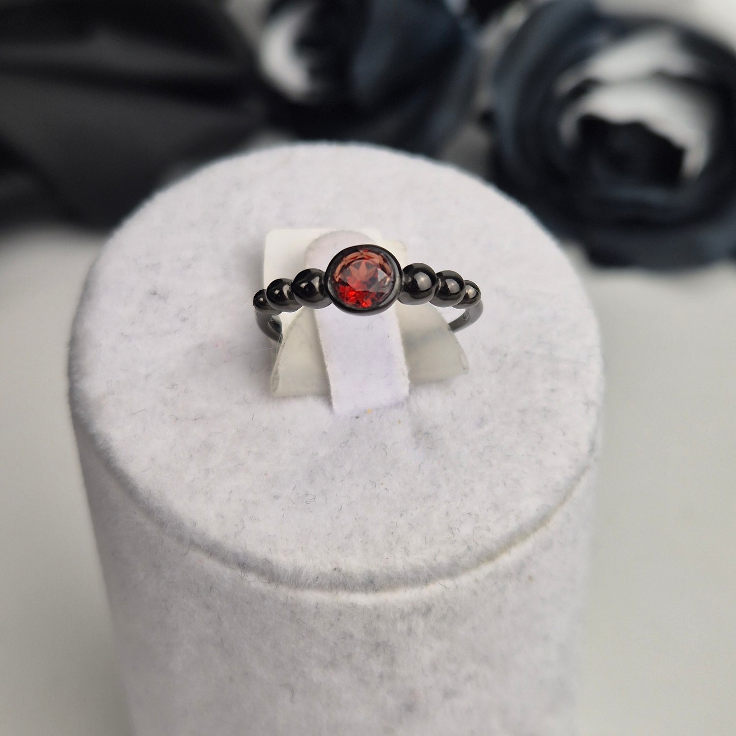 Garnet ring black stacker