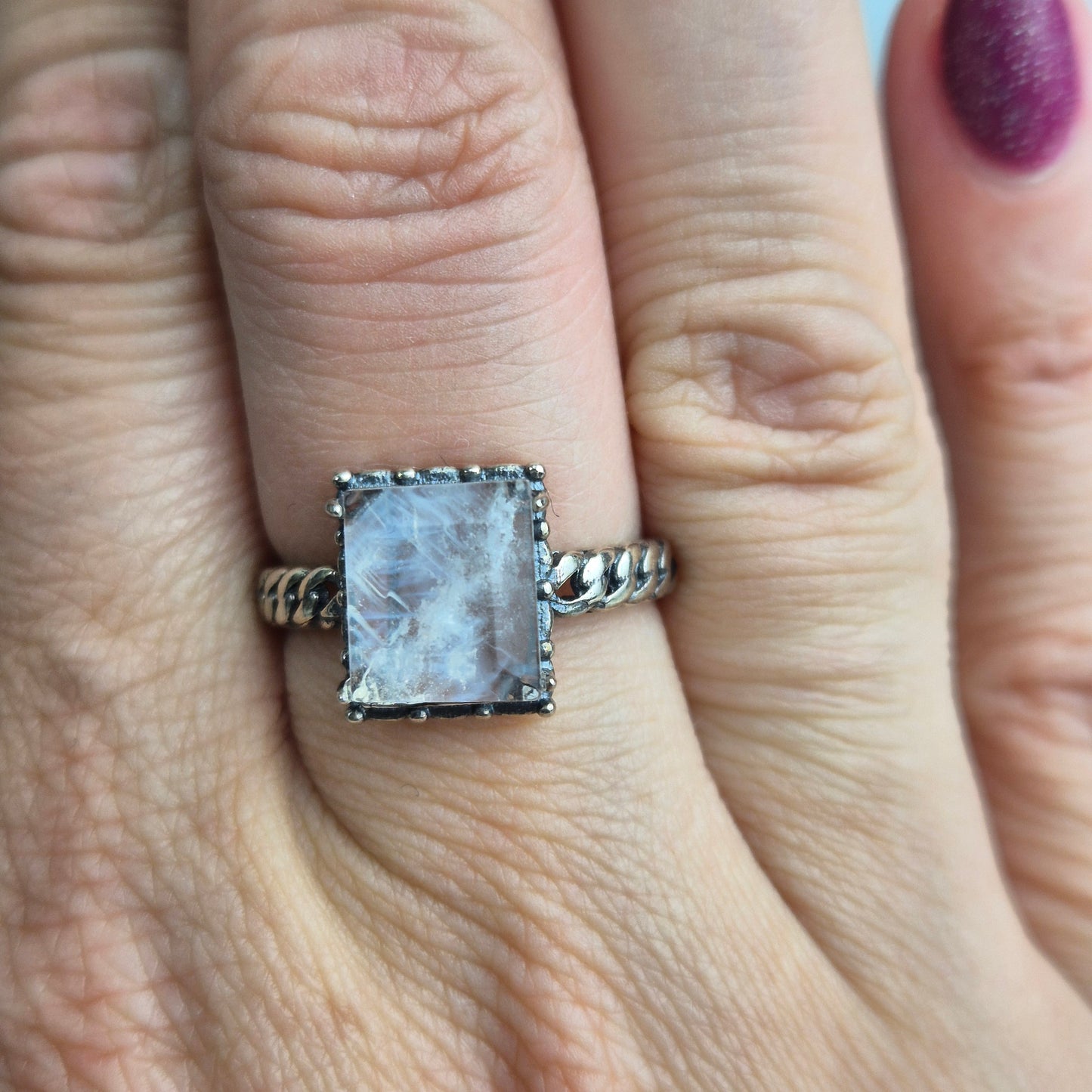 Blue needle quarts ring 2