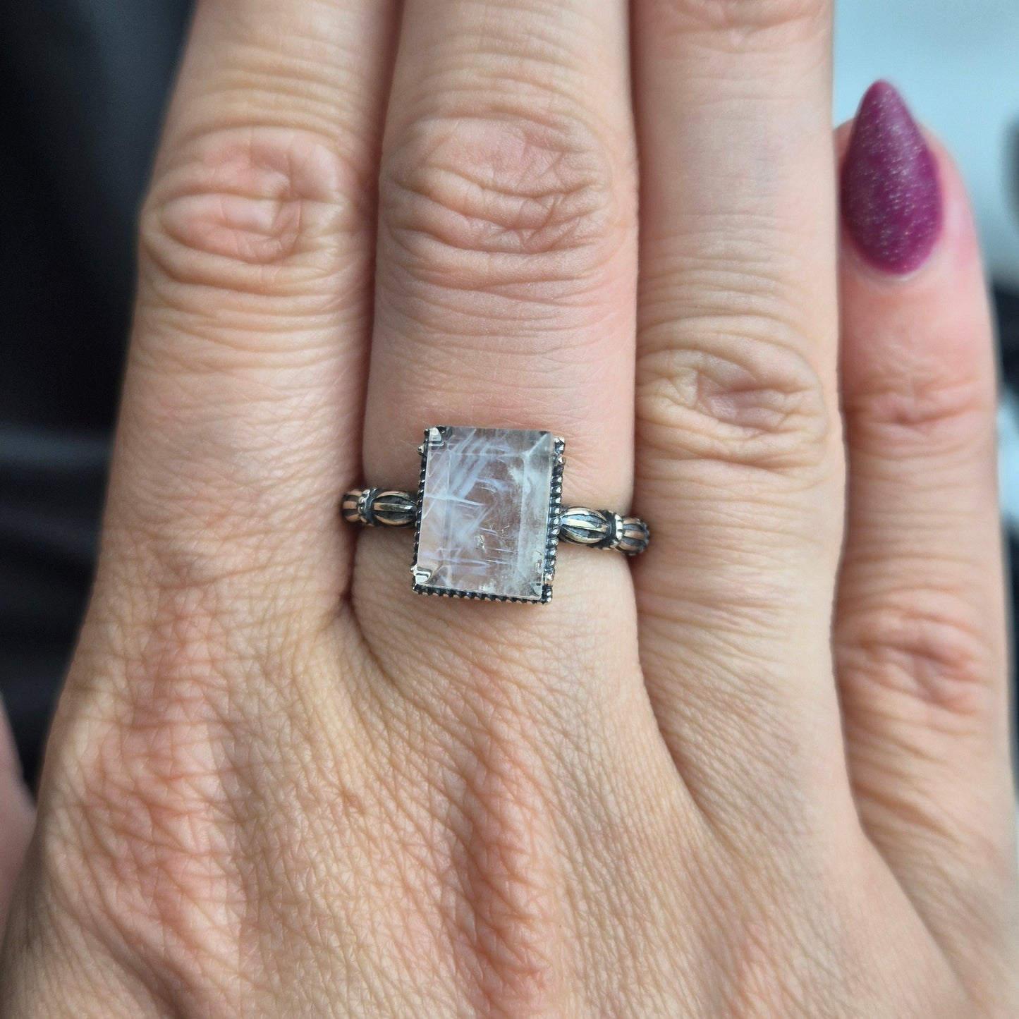 Blue needle quarts ring 6