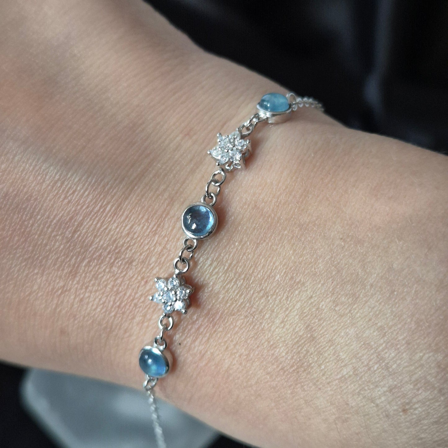 Aquamarine bracelet silver "Elsa"