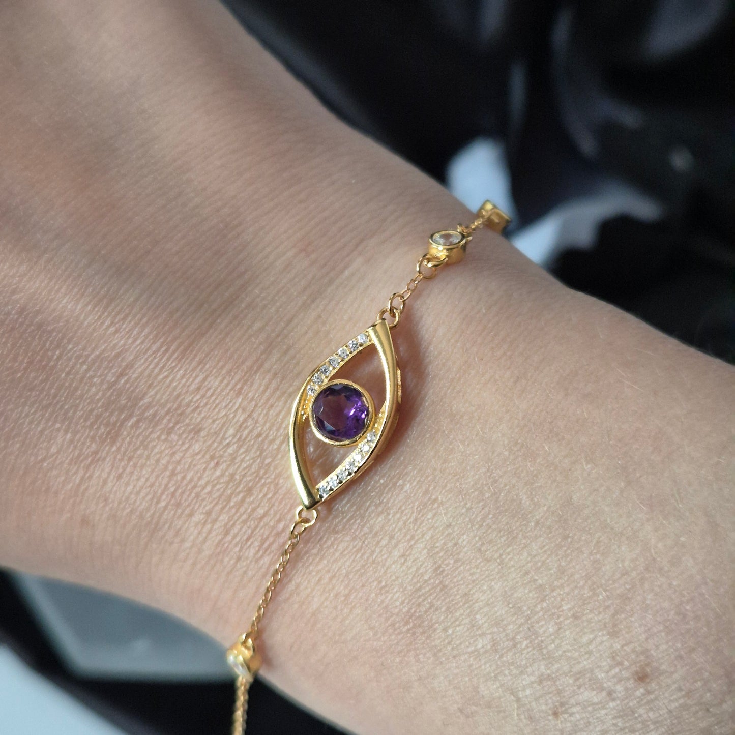 Amehist bracelet goldplated