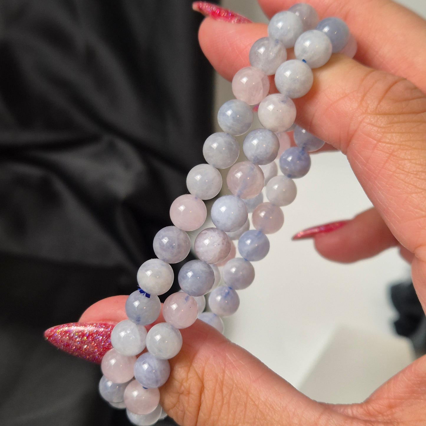 Rosequarts / blue dumortirite bracelet