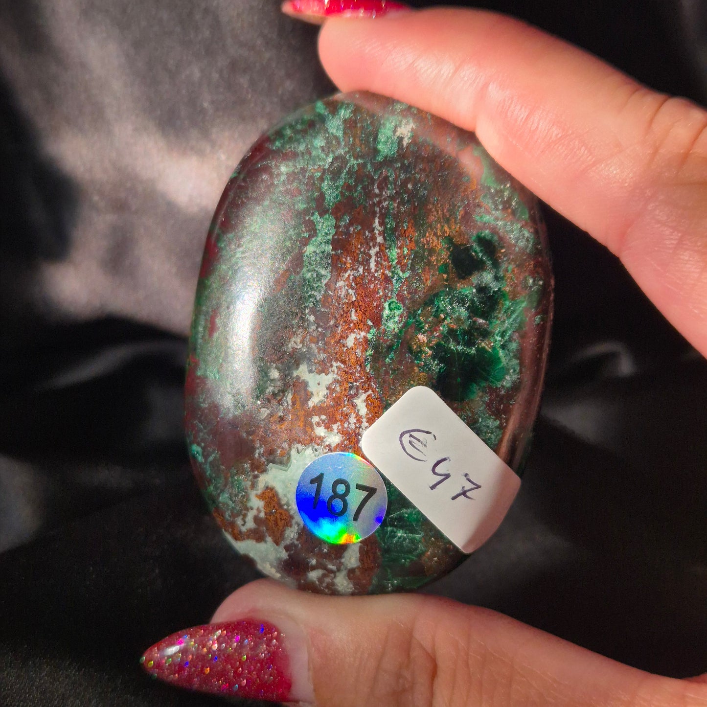 Australian malachite / chrysocolla palm 187