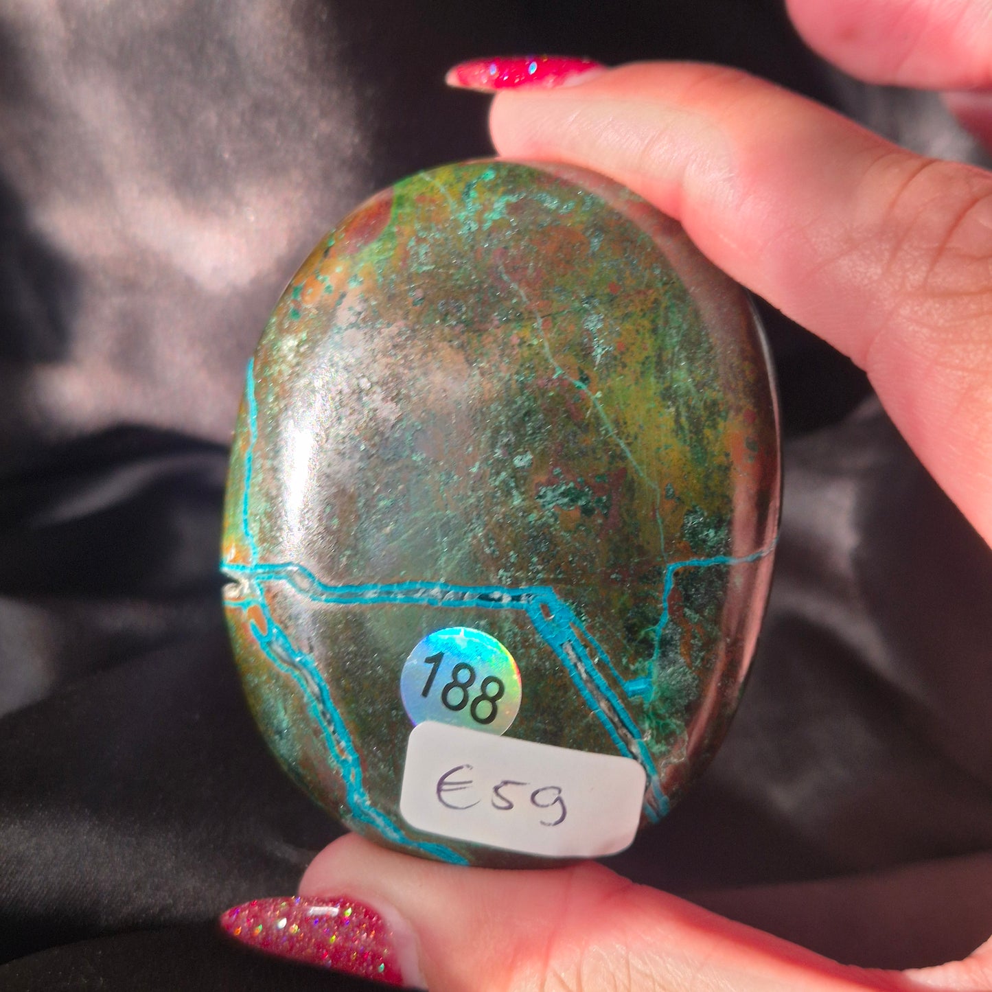 Australian malachite/ chrysocolla palm 188
