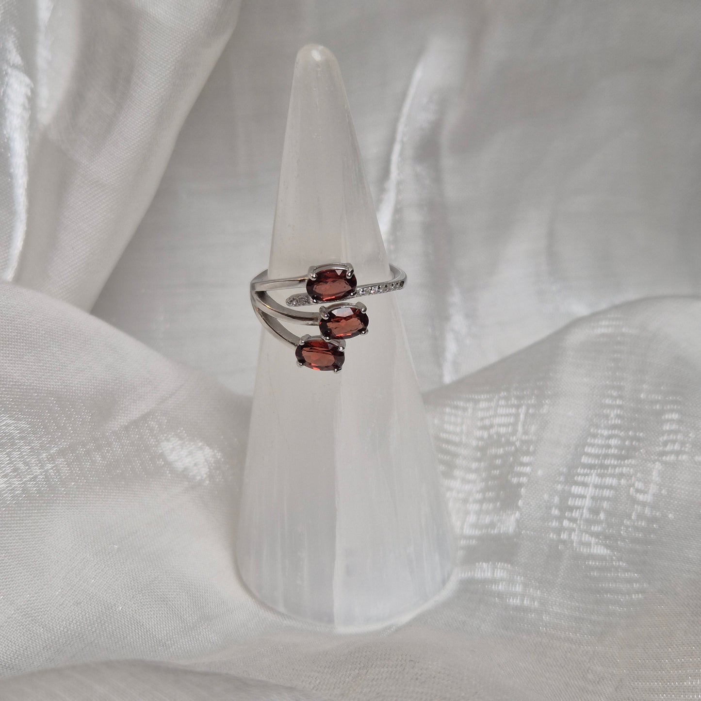 Triple garnet ring