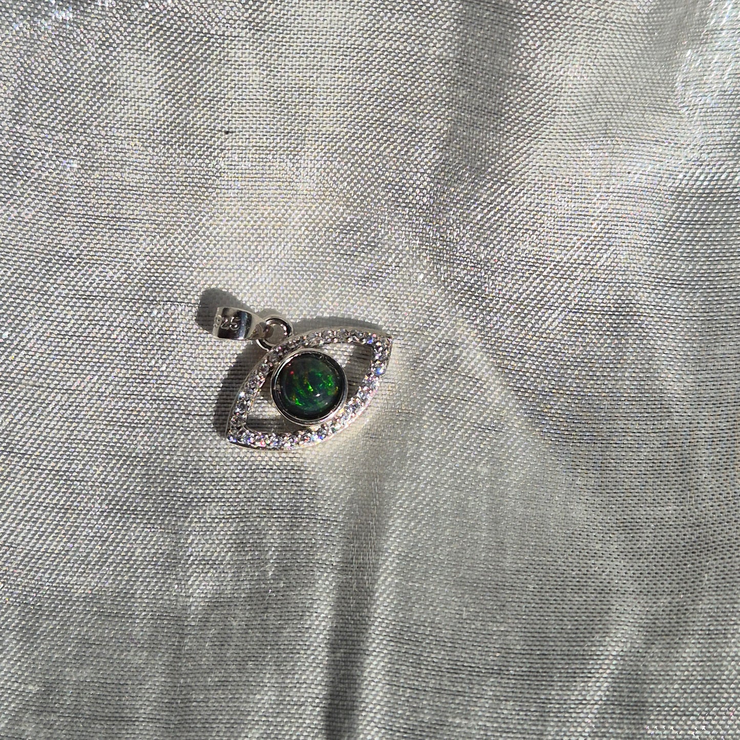 Smoked opal evil eye necklace