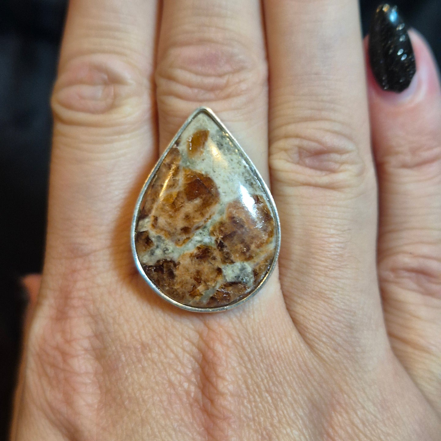 garnet in Wollastonite ring 2