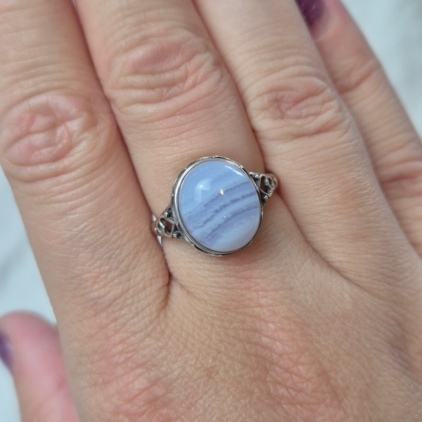 Blue lace agate ring 2