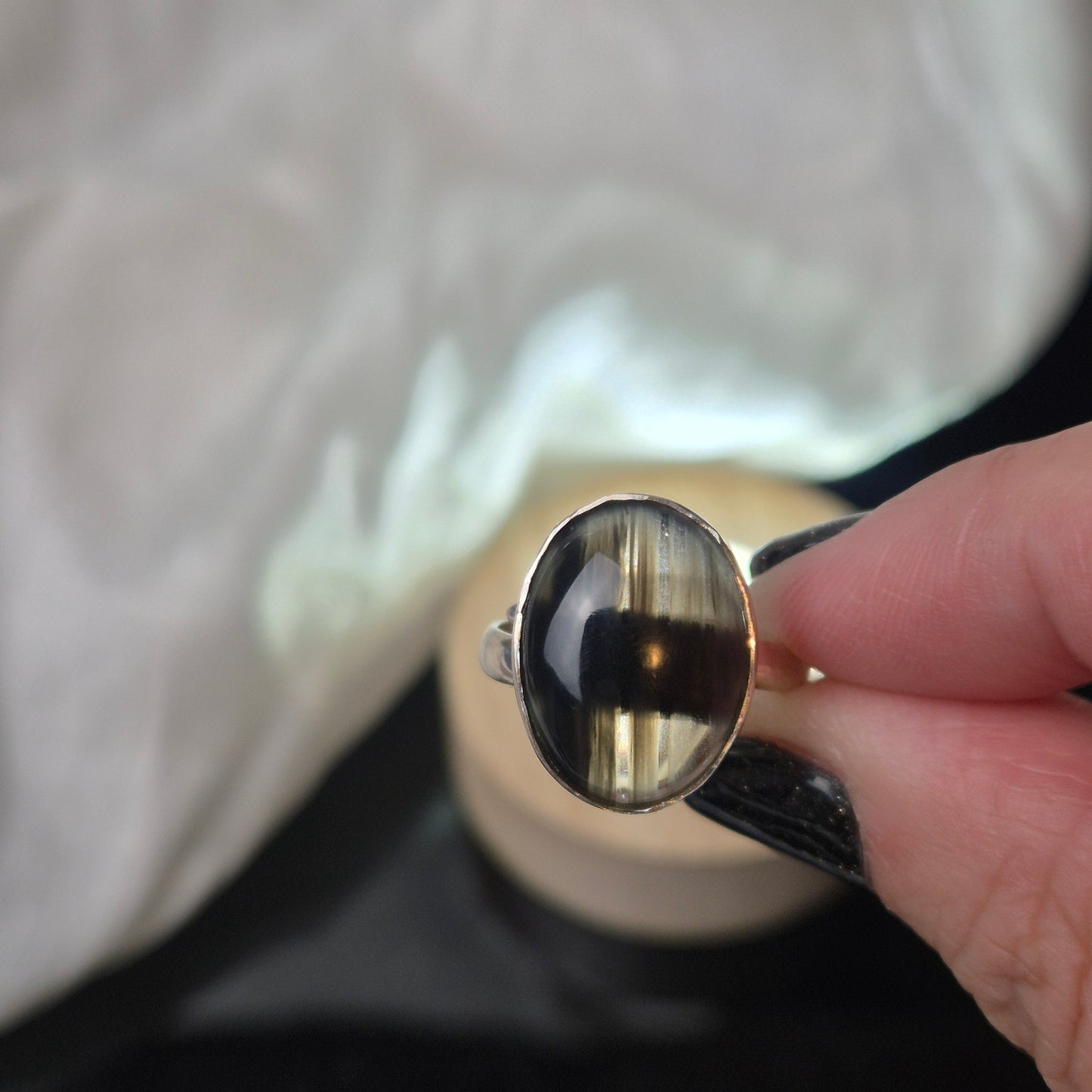 Midnight lace obsidian ring 1