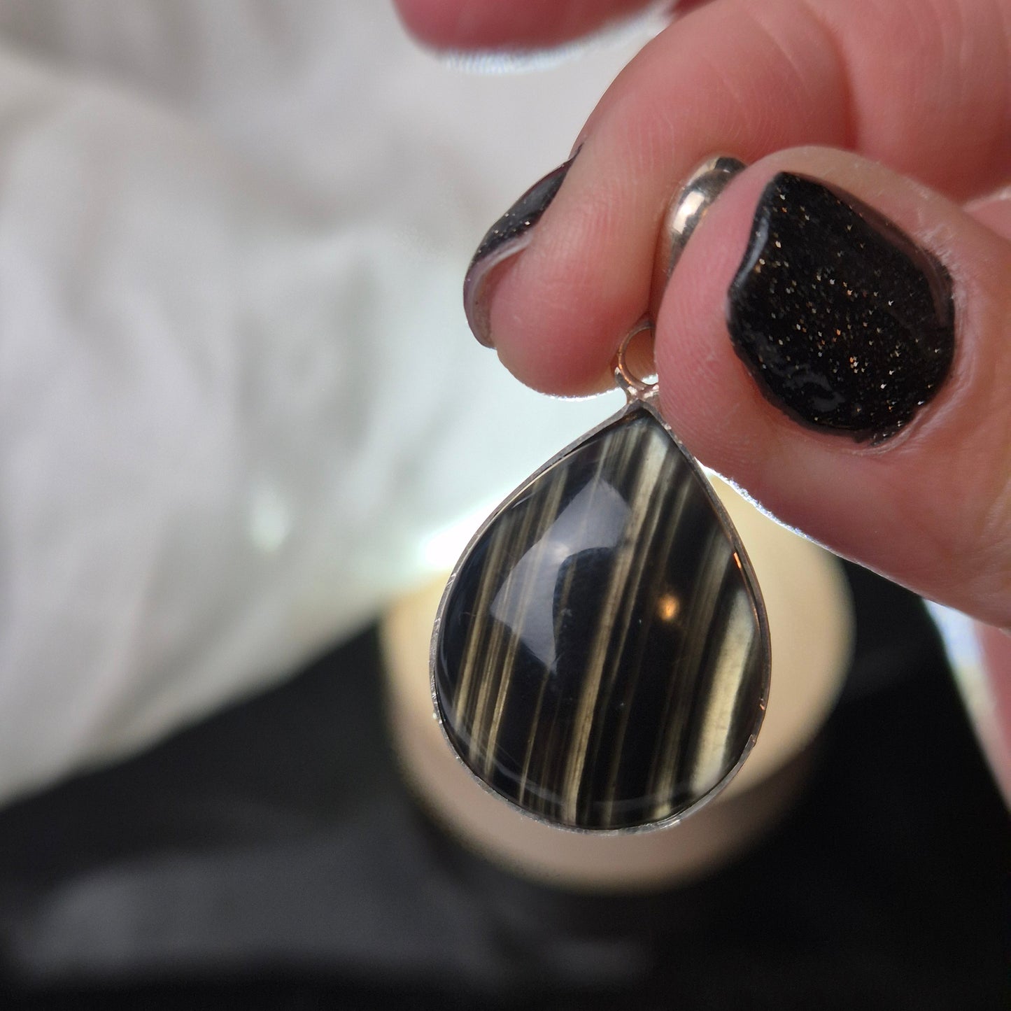 Midnight lace obsidian pendant 2