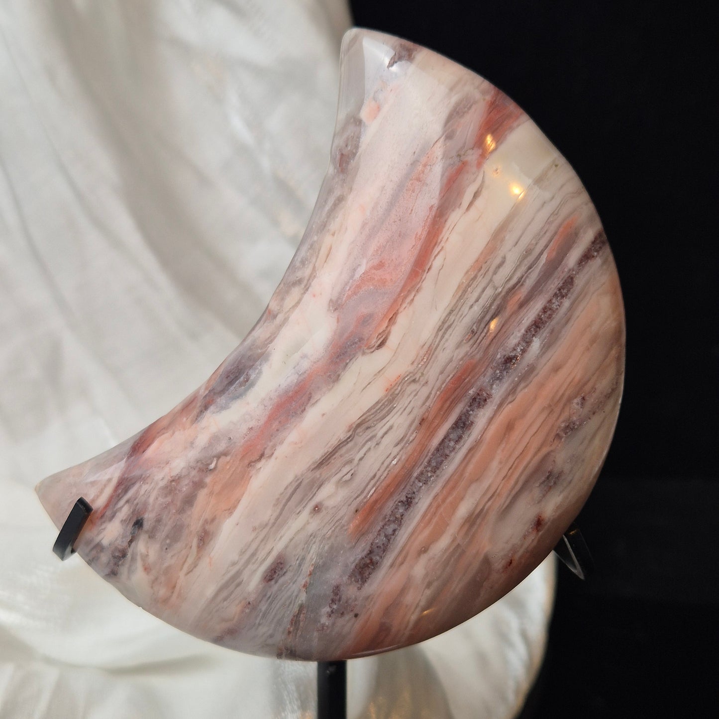 Pink banded agate moon 2