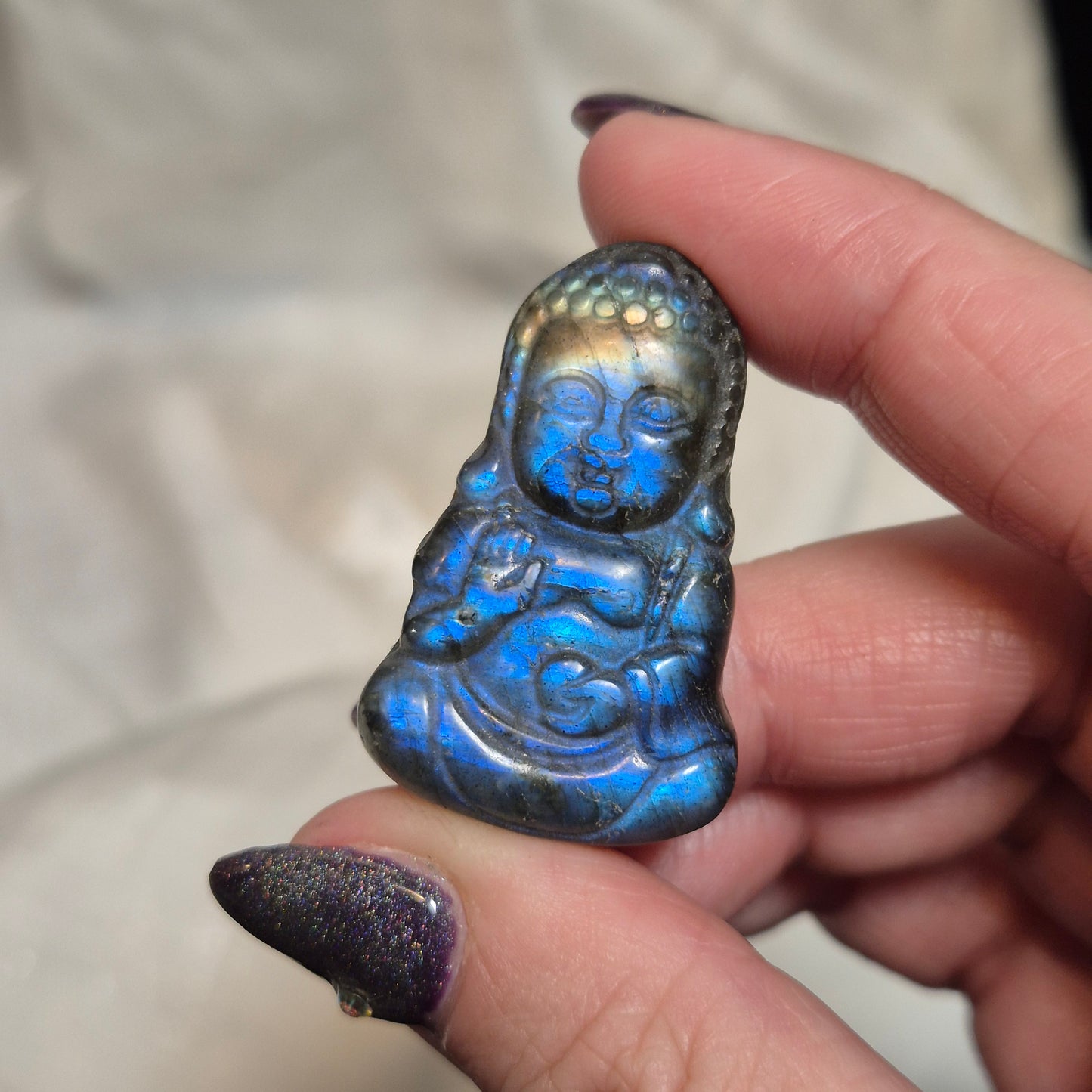 Labradorite buddha amulet
